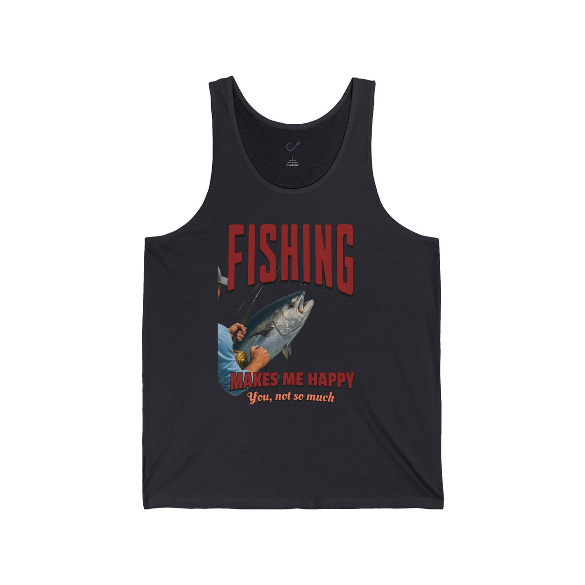 Fishing Makes Me Happy Unisex Jersey Tank - Casual Summer Apparel for Outdoor Enthusiasts - Get Tight Gear
