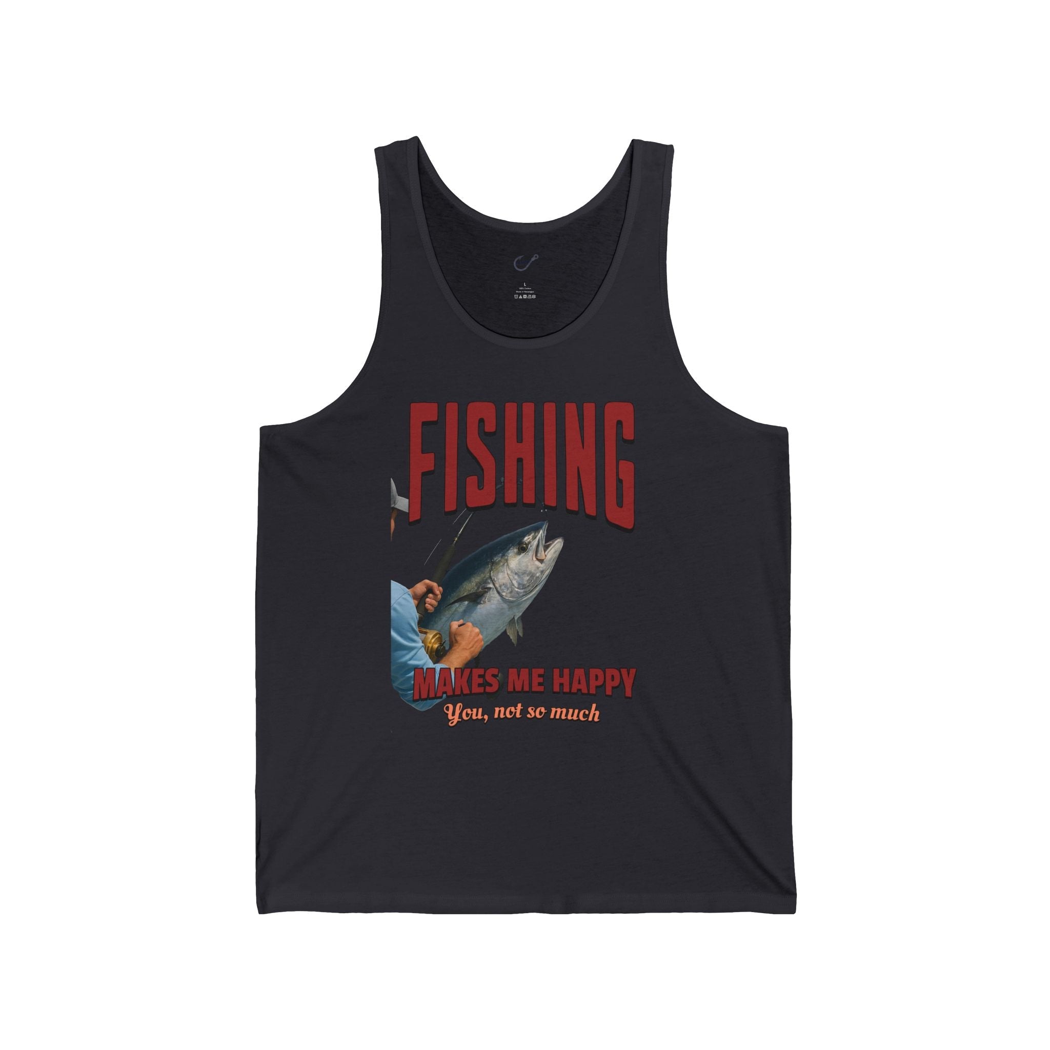 Fishing Makes Me Happy Unisex Jersey Tank - Casual Summer Apparel for Outdoor Enthusiasts - Get Tight Gear