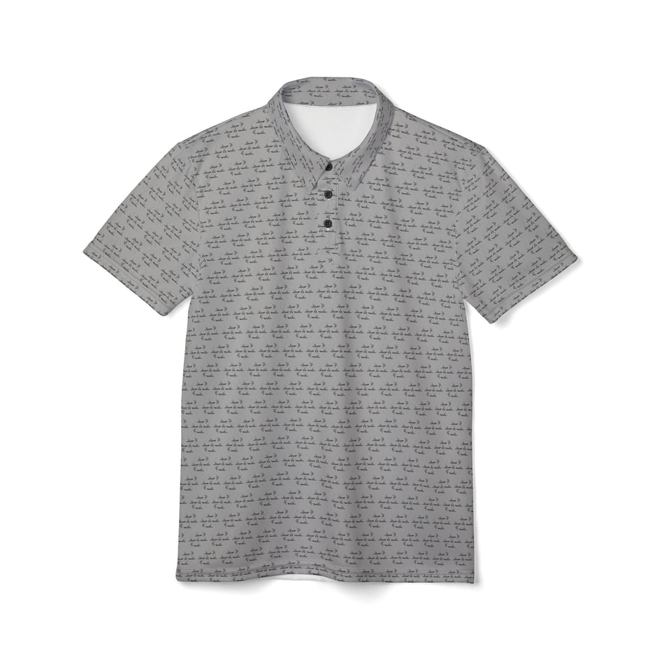 Fishing Polo Shirt - Sportfish Blue Marlin Release Flags - Light Grey - Get Tight Gear
