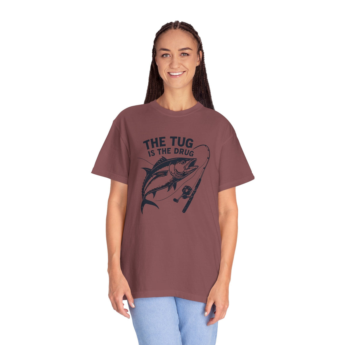 Fishing T-Shirt: "The Tug is The Drug™" - Garment - Dyed Unisex Tee for Anglers - Get Tight Gear