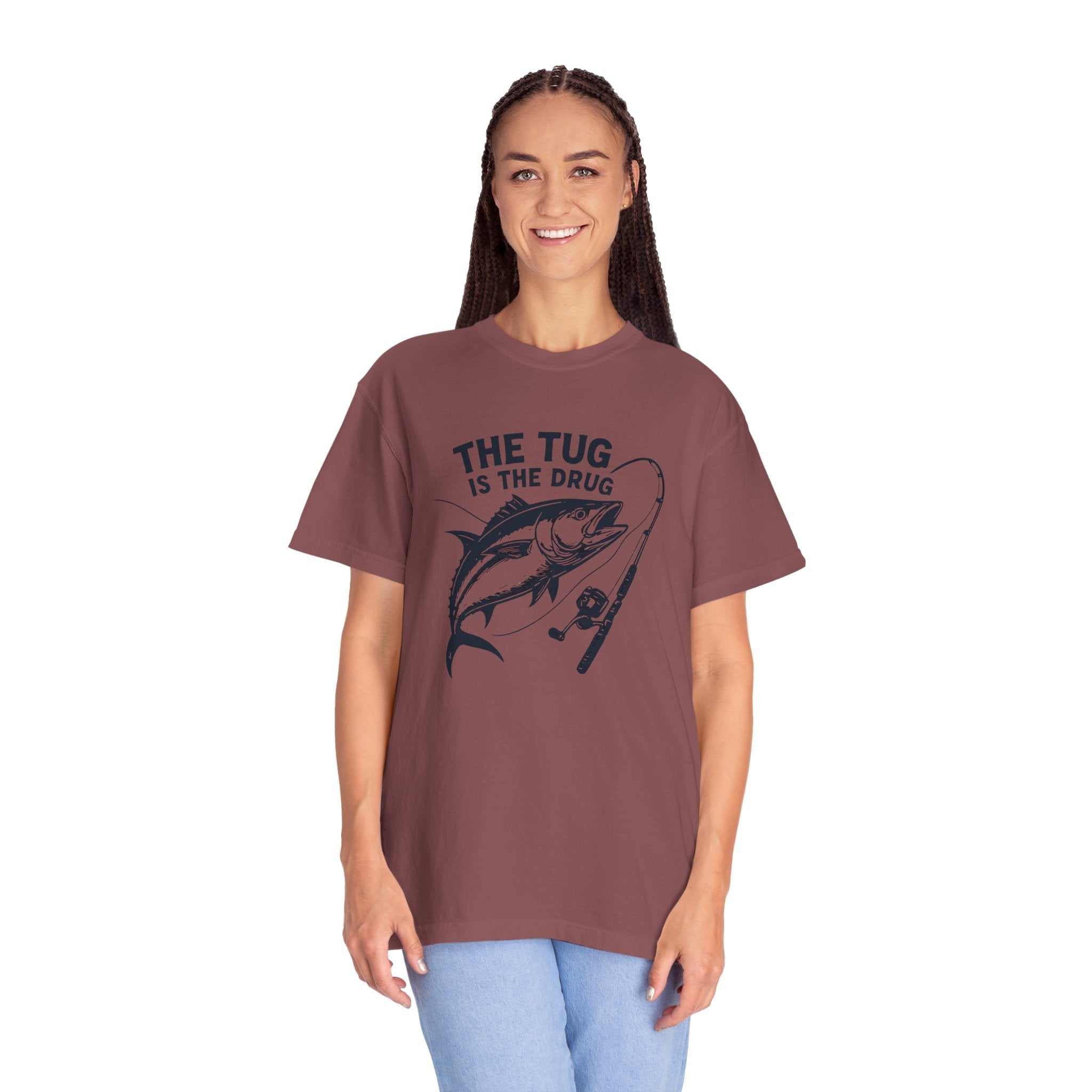 Fishing T-Shirt: "The Tug is The Drug™" - Garment - Dyed Unisex Tee for Anglers - Get Tight Gear