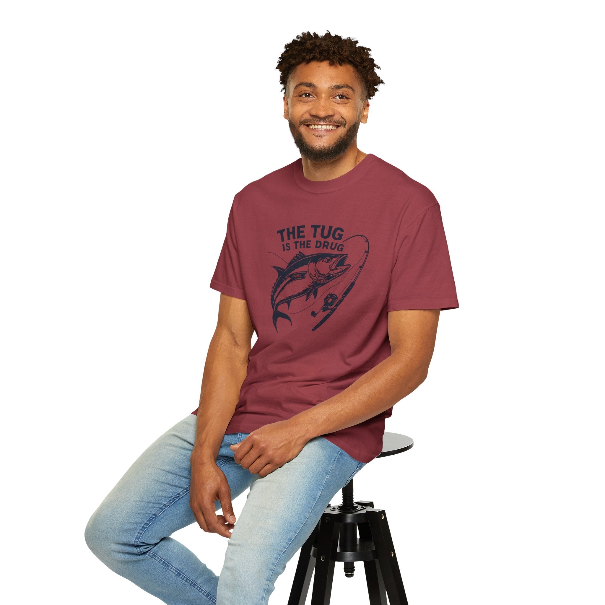 Fishing T-Shirt: "The Tug is The Drug™" - Garment - Dyed Unisex Tee for Anglers - Get Tight Gear