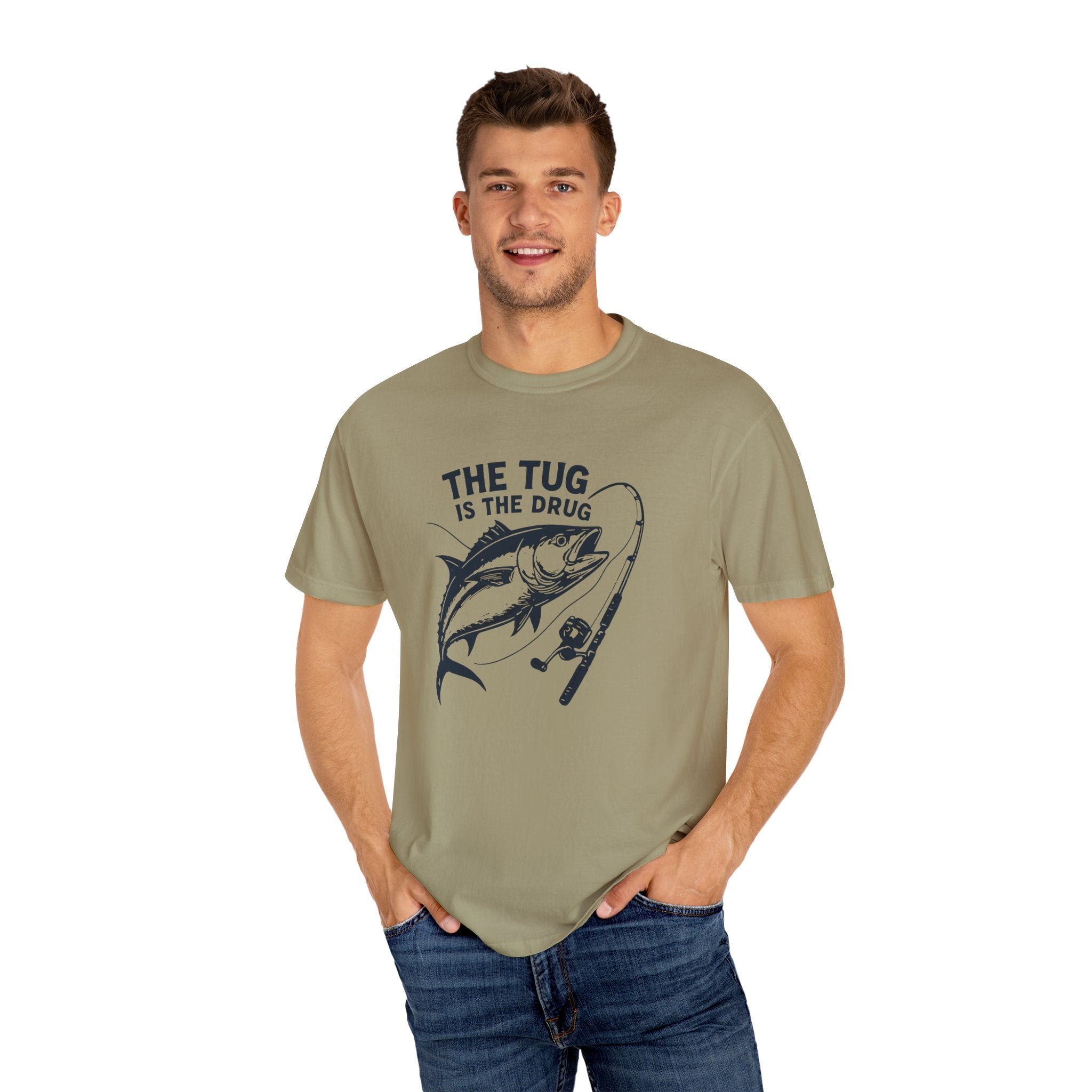 Fishing T-Shirt: "The Tug is The Drug™" - Garment - Dyed Unisex Tee for Anglers - Get Tight Gear