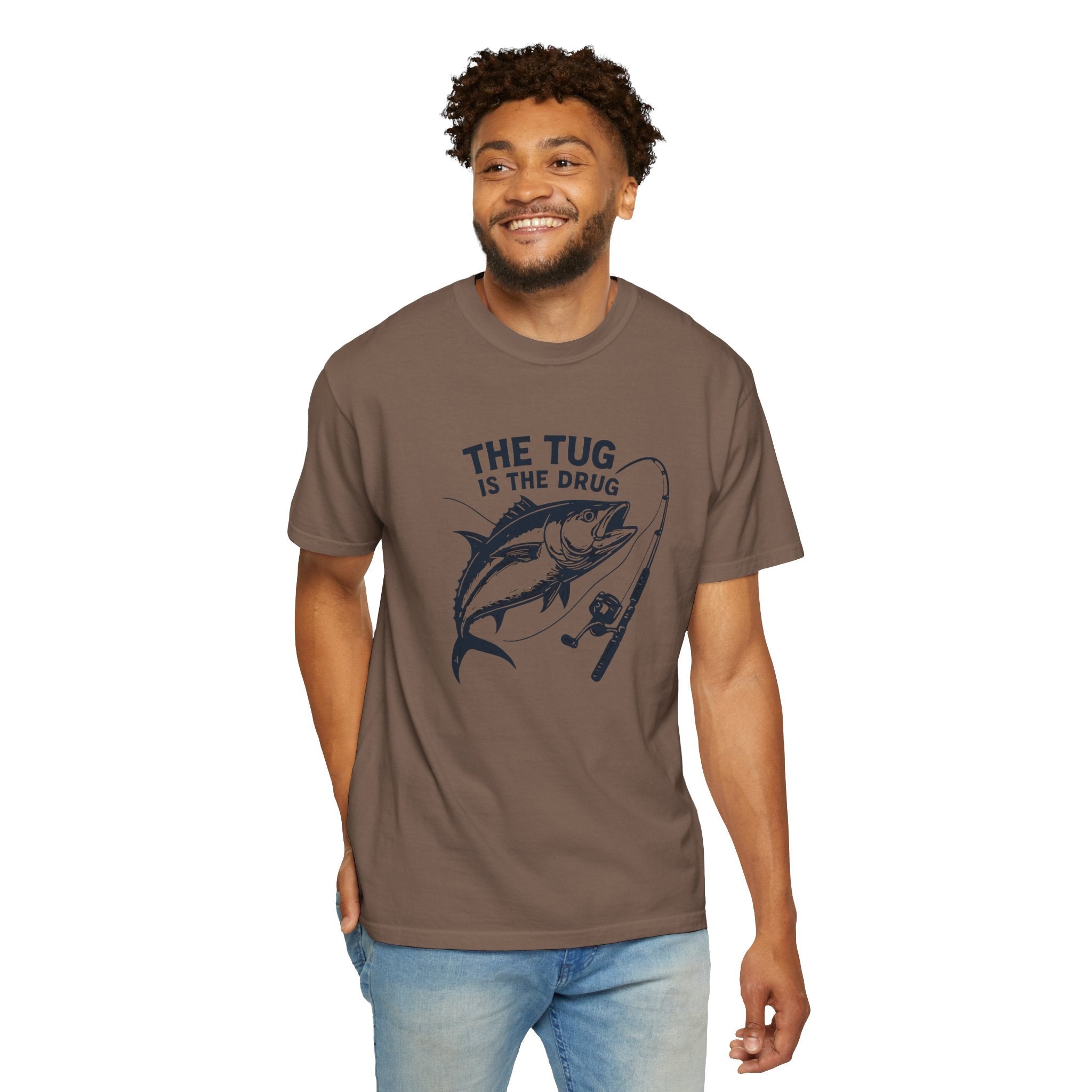 Fishing T-Shirt: "The Tug is The Drug™" - Garment - Dyed Unisex Tee for Anglers - Get Tight Gear