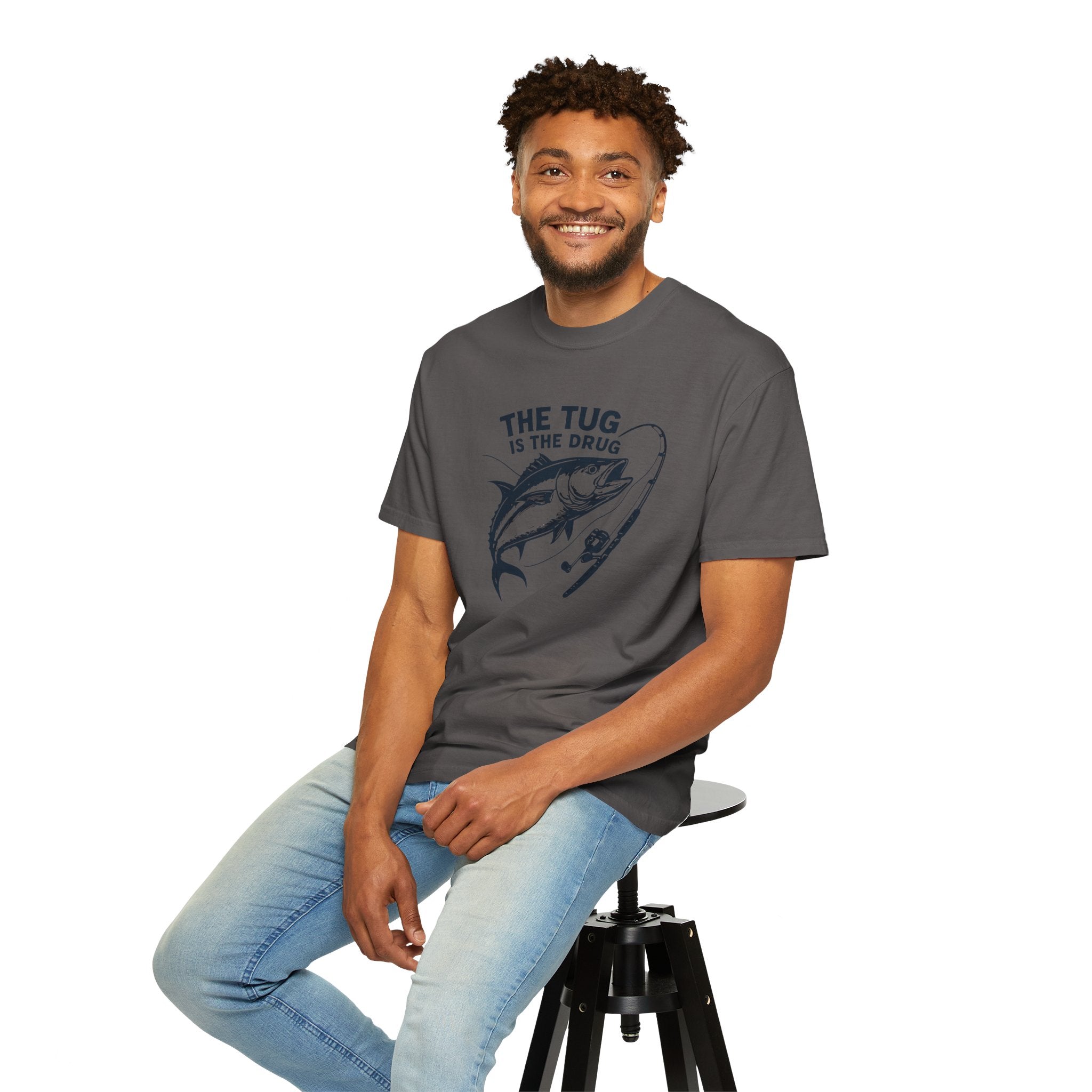 Fishing T-Shirt: "The Tug is The Drug™" - Garment - Dyed Unisex Tee for Anglers - Get Tight Gear