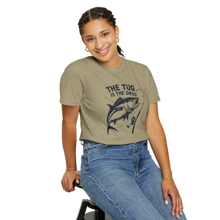Fishing T-Shirt: "The Tug is The Drug™" - Garment - Dyed Unisex Tee for Anglers - Get Tight Gear