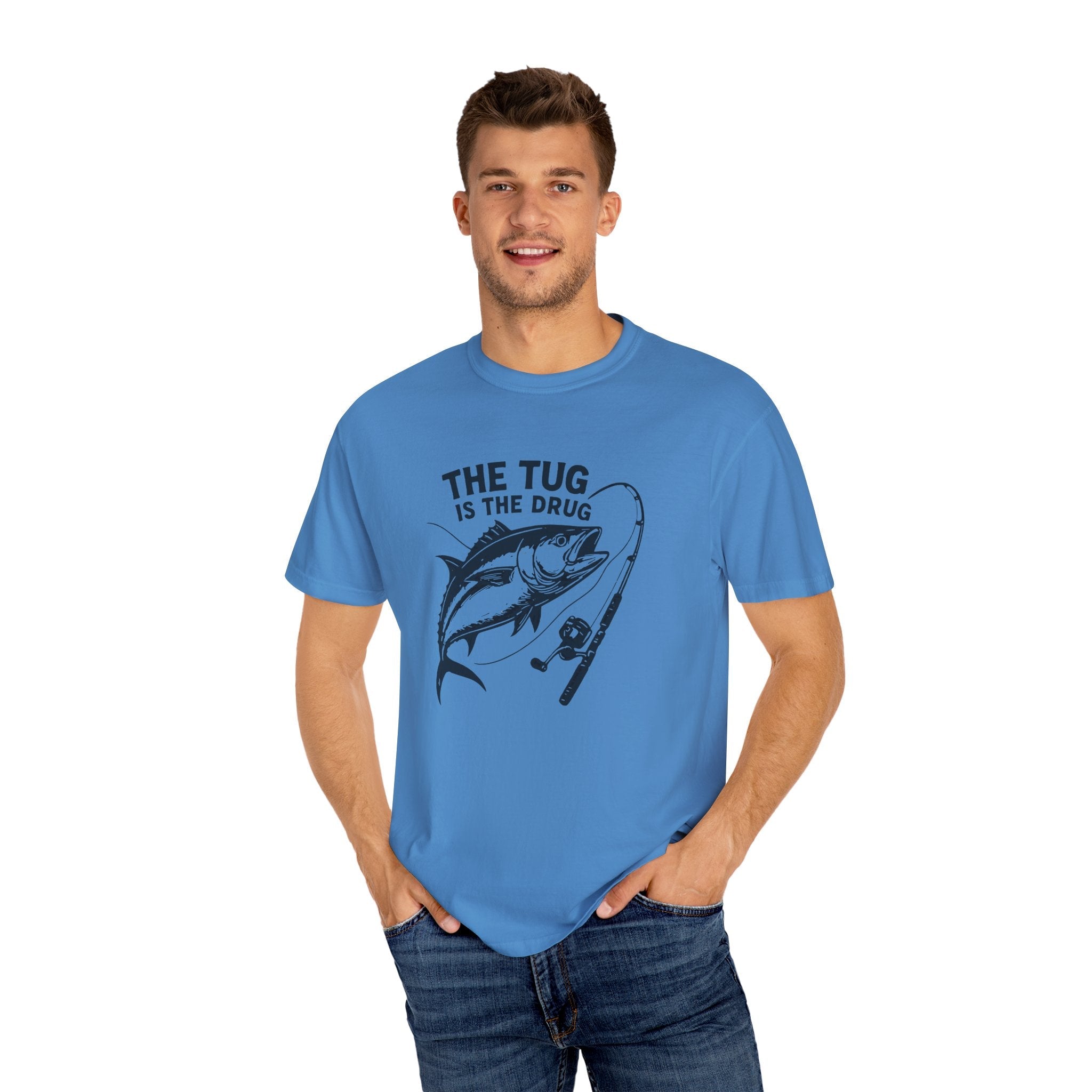 Fishing T-Shirt: "The Tug is The Drug™" - Garment - Dyed Unisex Tee for Anglers - Get Tight Gear