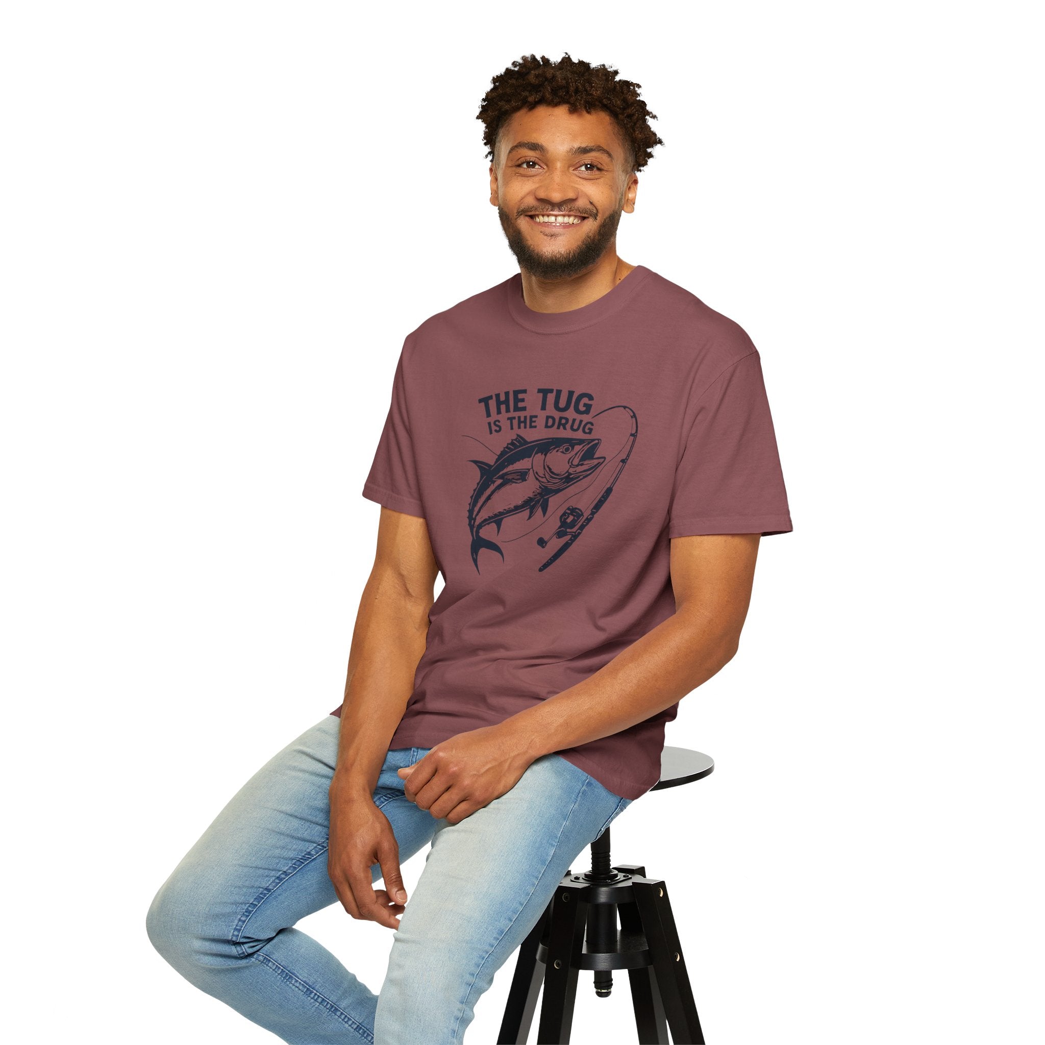 Fishing T-Shirt: "The Tug is The Drug™" - Garment - Dyed Unisex Tee for Anglers - Get Tight Gear