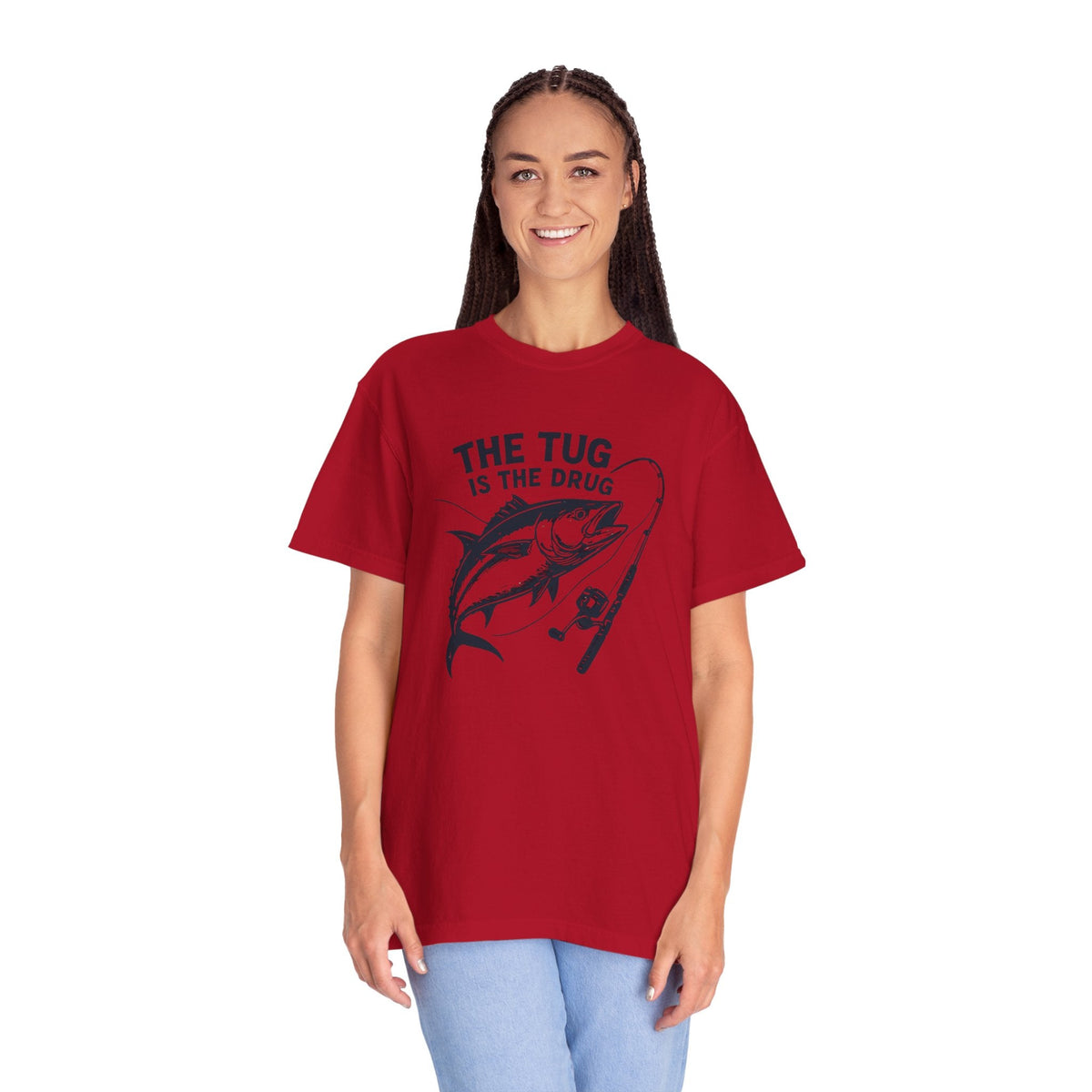 Fishing T-Shirt: "The Tug is The Drug™" - Garment - Dyed Unisex Tee for Anglers - Get Tight Gear