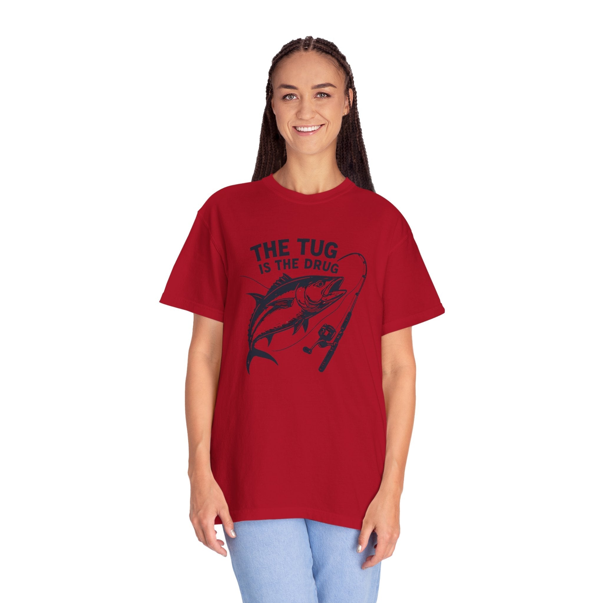 Fishing T-Shirt: "The Tug is The Drug™" - Garment - Dyed Unisex Tee for Anglers - Get Tight Gear