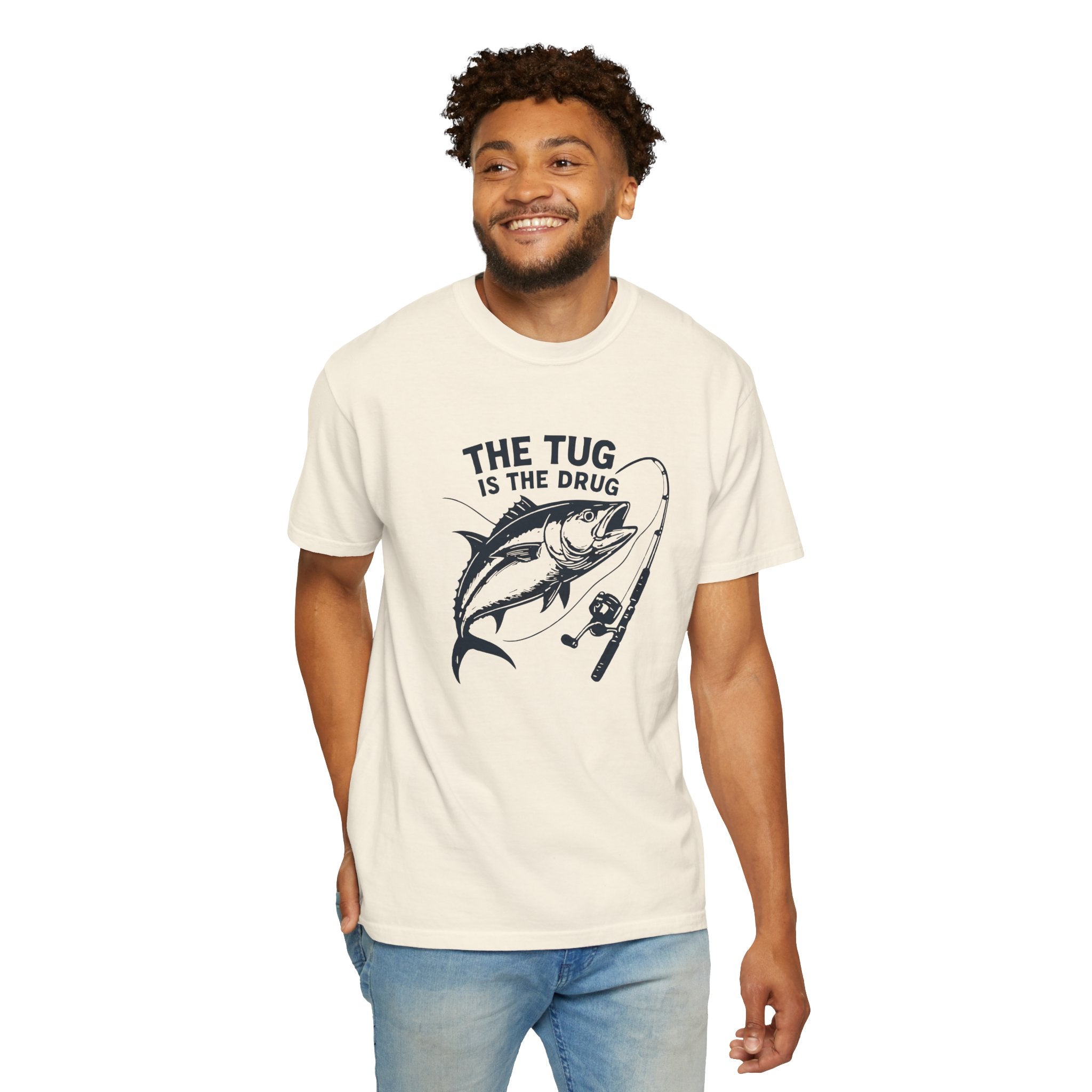 Fishing T-Shirt: "The Tug is The Drug™" - Garment - Dyed Unisex Tee for Anglers - Get Tight Gear