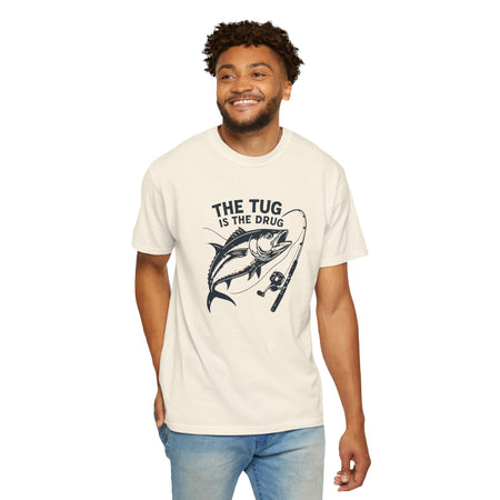 Fishing T-Shirt: "The Tug is The Drug™" - Garment - Dyed Unisex Tee for Anglers - Get Tight Gear