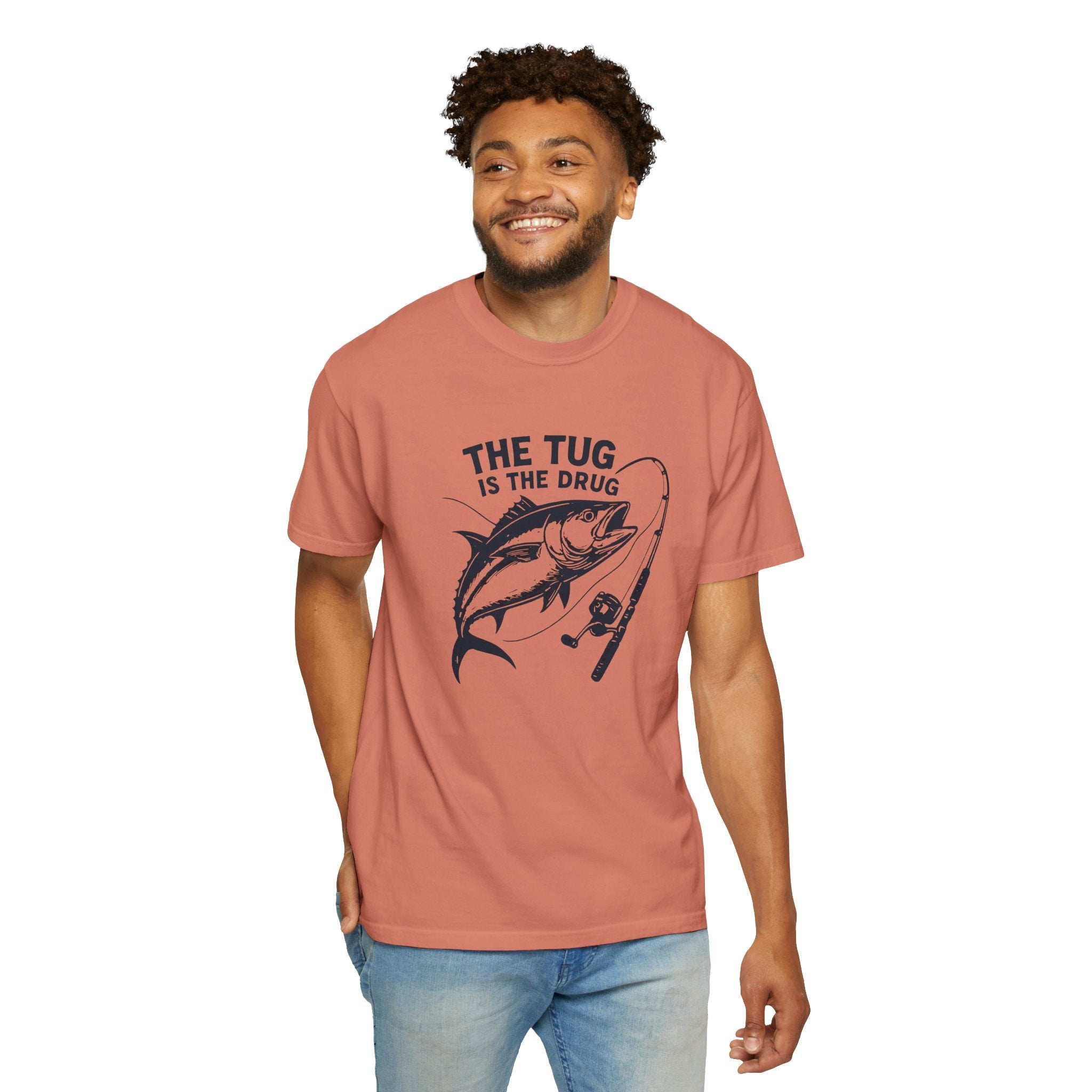 Fishing T-Shirt: "The Tug is The Drug™" - Garment - Dyed Unisex Tee for Anglers - Get Tight Gear