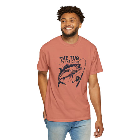 Fishing T-Shirt: "The Tug is The Drug™" - Garment - Dyed Unisex Tee for Anglers - Get Tight Gear