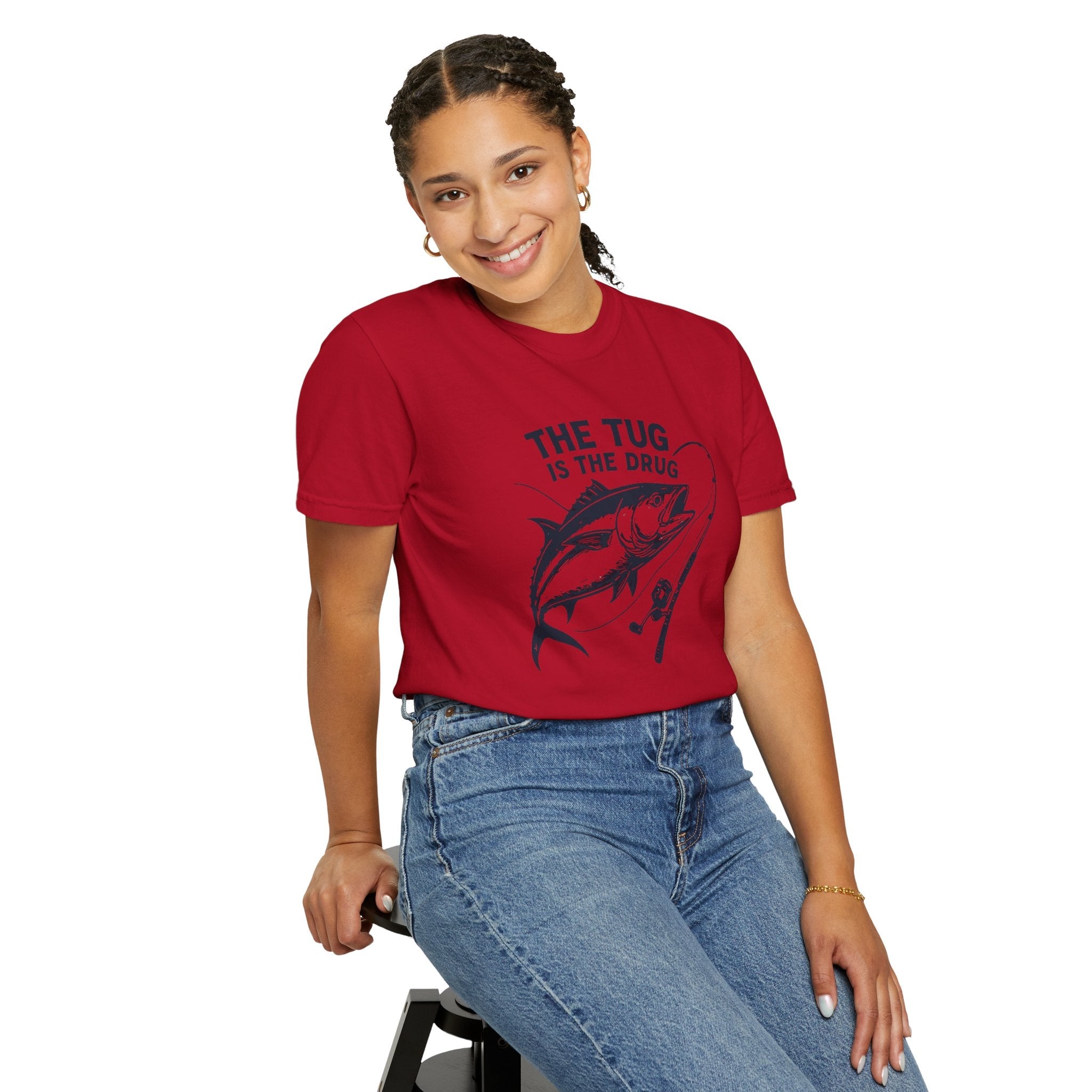 Fishing T-Shirt: "The Tug is The Drug™" - Garment - Dyed Unisex Tee for Anglers - Get Tight Gear