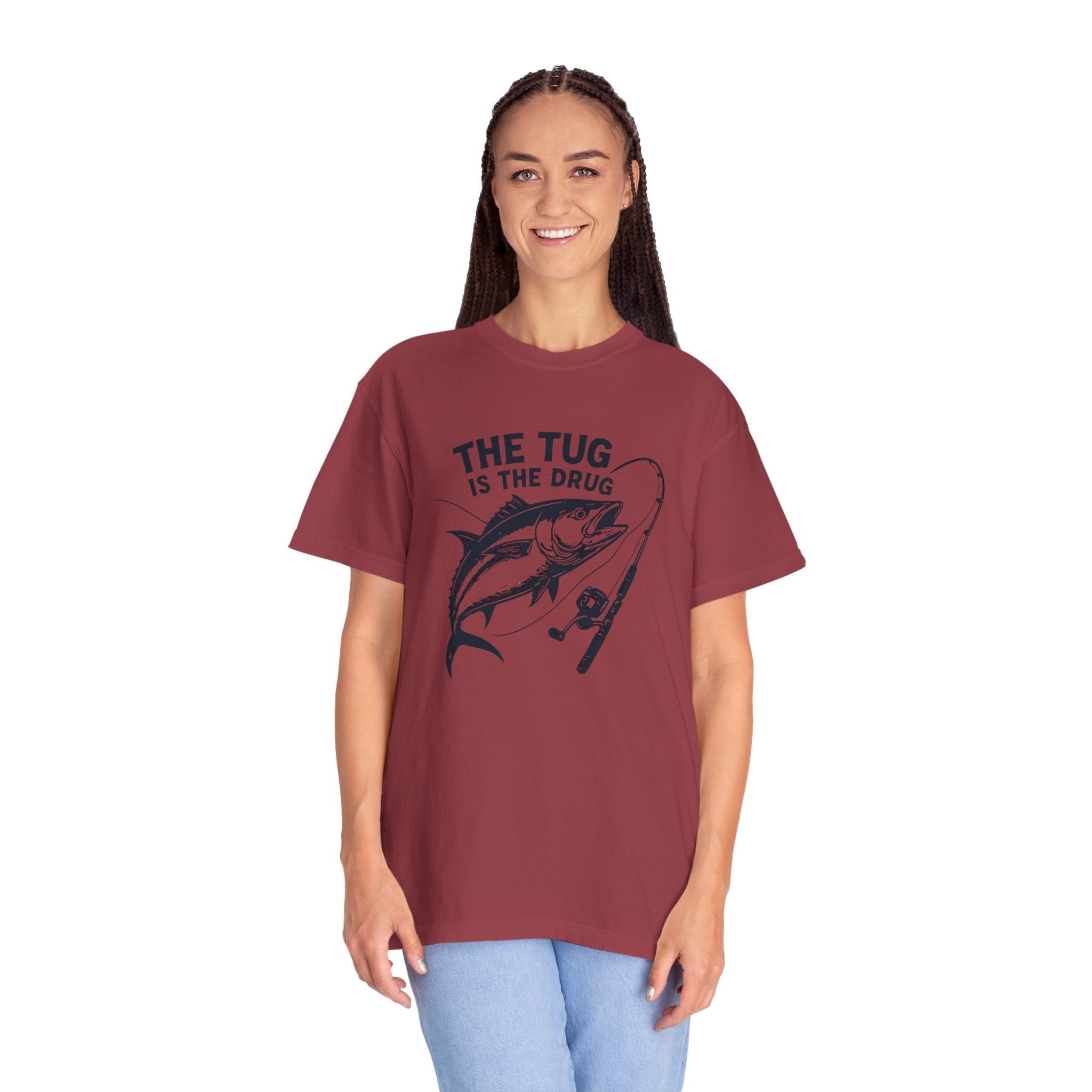 Fishing T-Shirt: "The Tug is The Drug™" - Garment - Dyed Unisex Tee for Anglers - Get Tight Gear