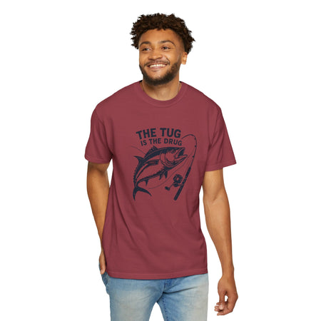 Fishing T-Shirt: "The Tug is The Drug™" - Garment - Dyed Unisex Tee for Anglers - Get Tight Gear