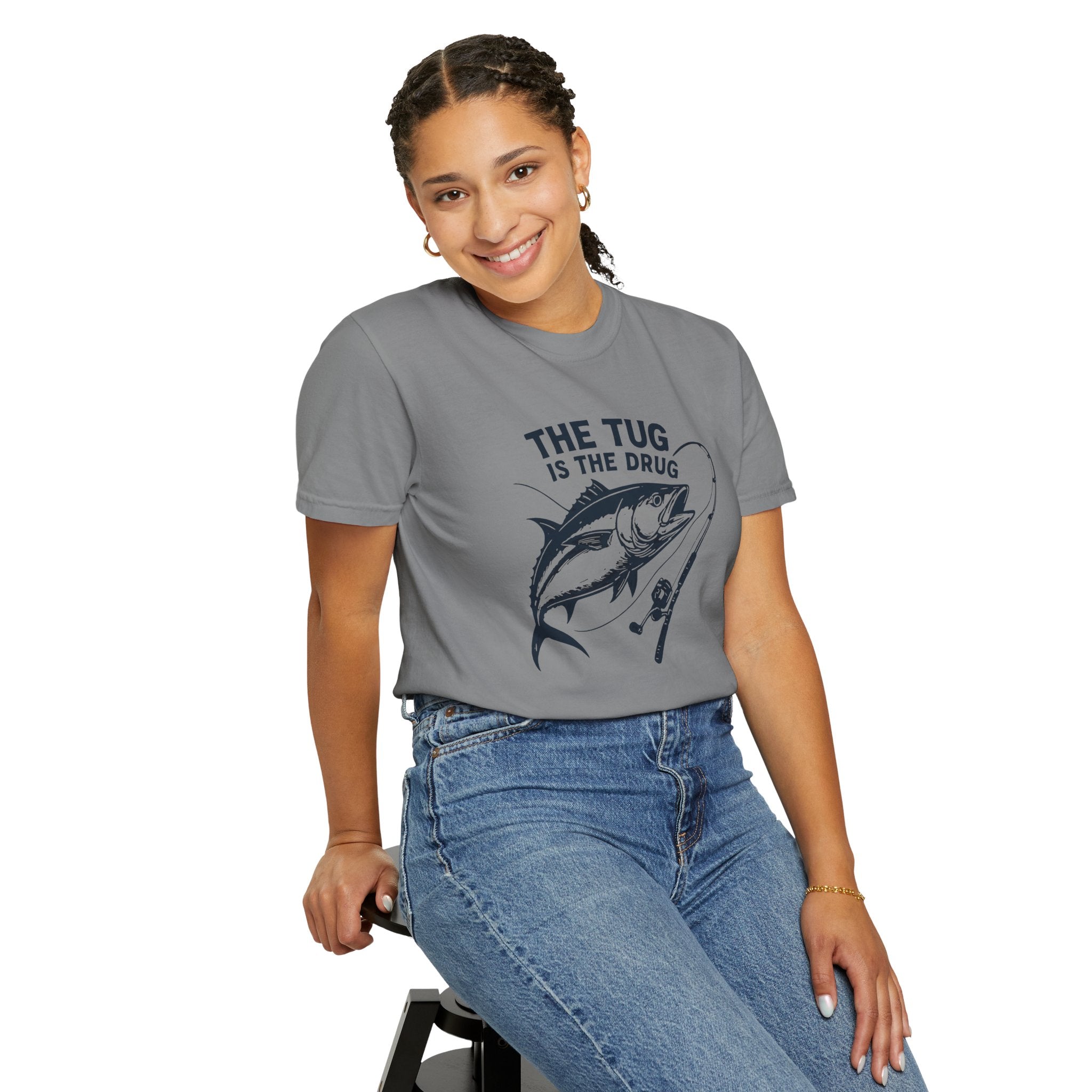 Fishing T-Shirt: "The Tug is The Drug™" - Garment - Dyed Unisex Tee for Anglers - Get Tight Gear