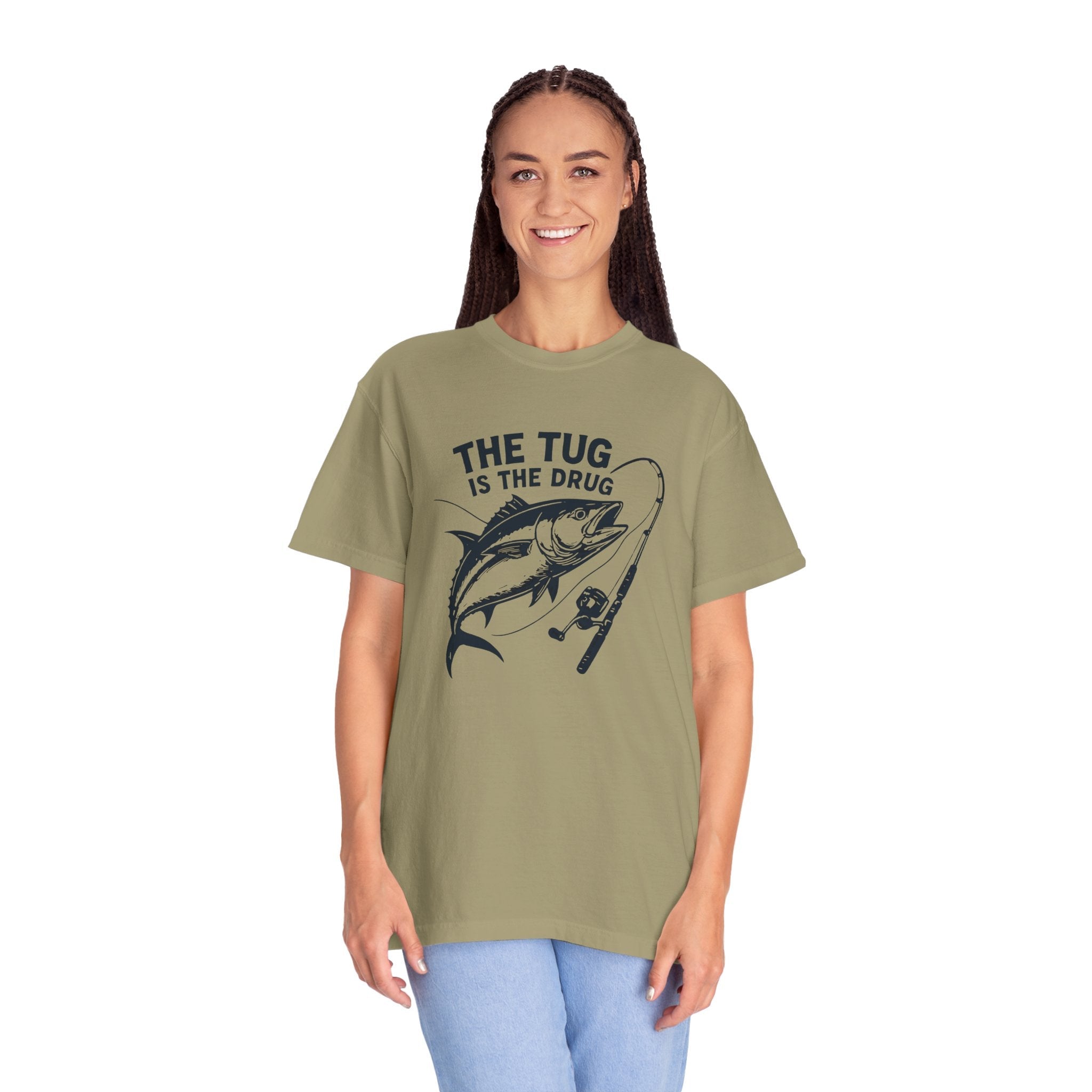 Fishing T-Shirt: "The Tug is The Drug™" - Garment - Dyed Unisex Tee for Anglers - Get Tight Gear