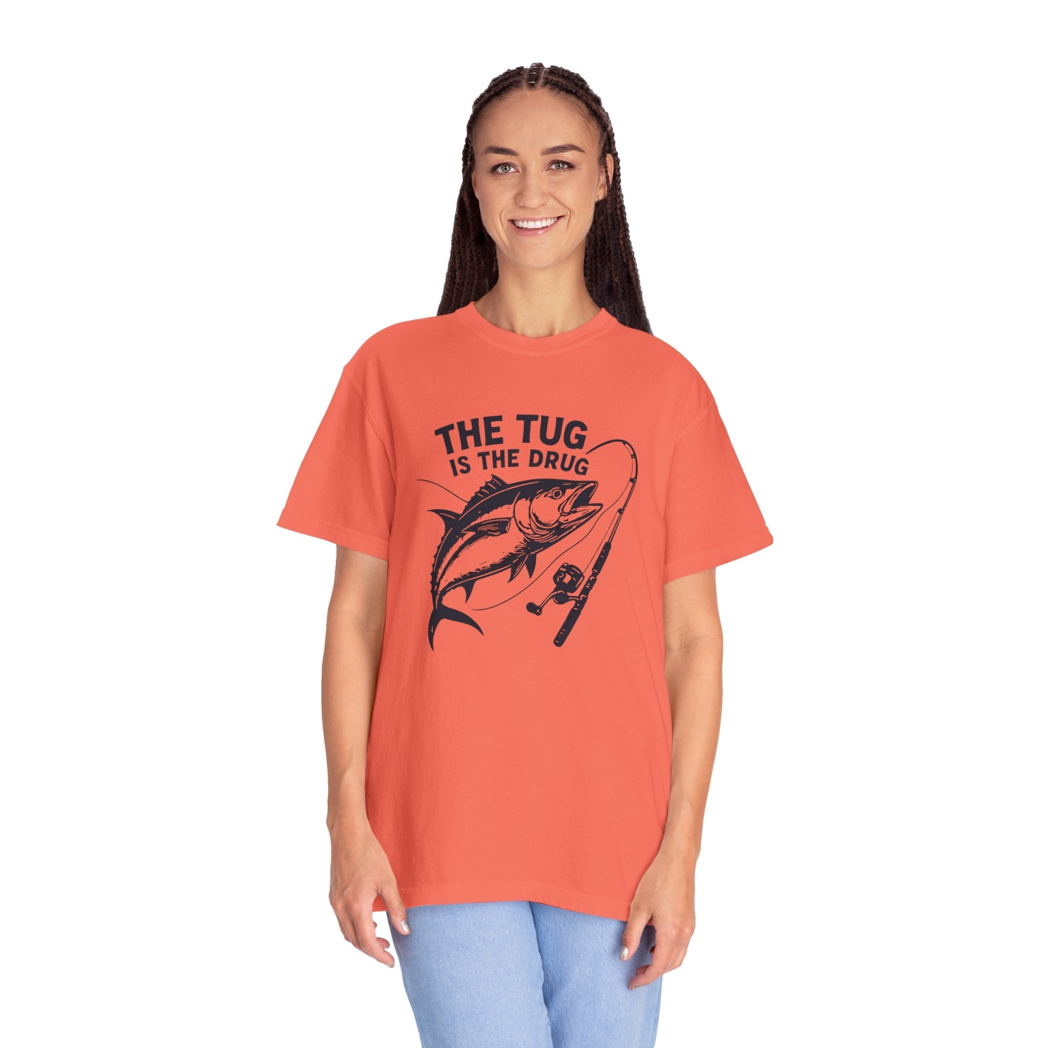 Fishing T-Shirt: "The Tug is The Drug™" - Garment - Dyed Unisex Tee for Anglers - Get Tight Gear