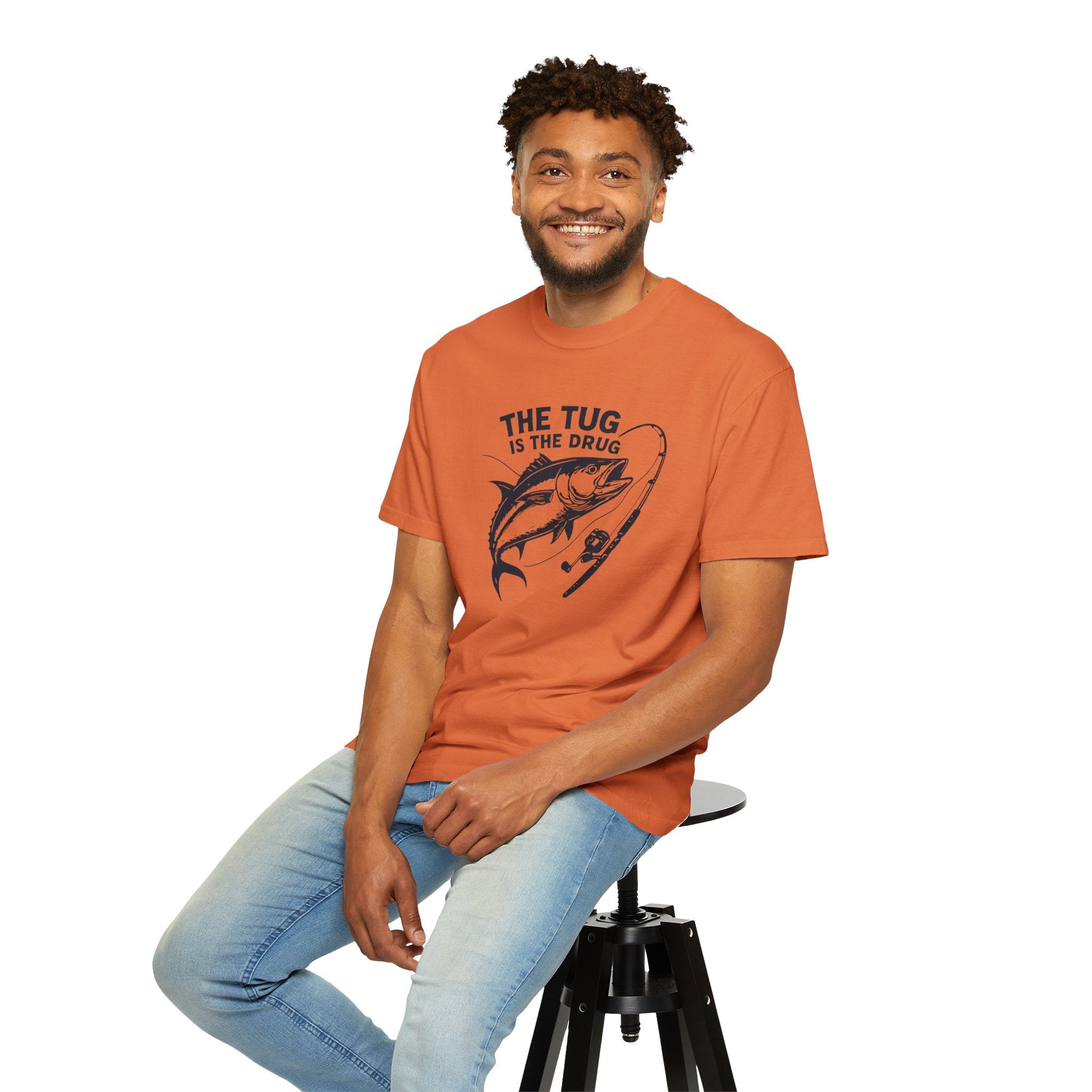 Fishing T-Shirt: "The Tug is The Drug™" - Garment - Dyed Unisex Tee for Anglers - Get Tight Gear