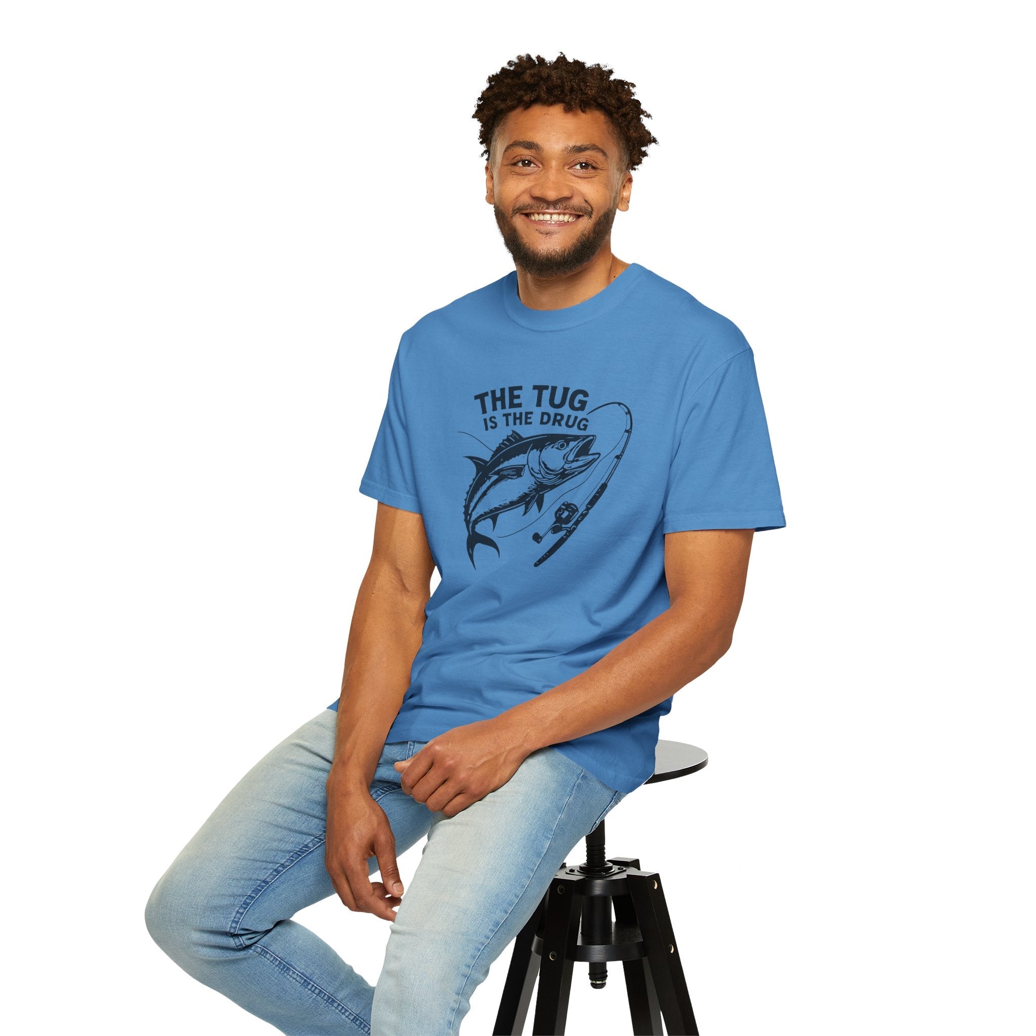 Fishing T-Shirt: "The Tug is The Drug™" - Garment - Dyed Unisex Tee for Anglers - Get Tight Gear