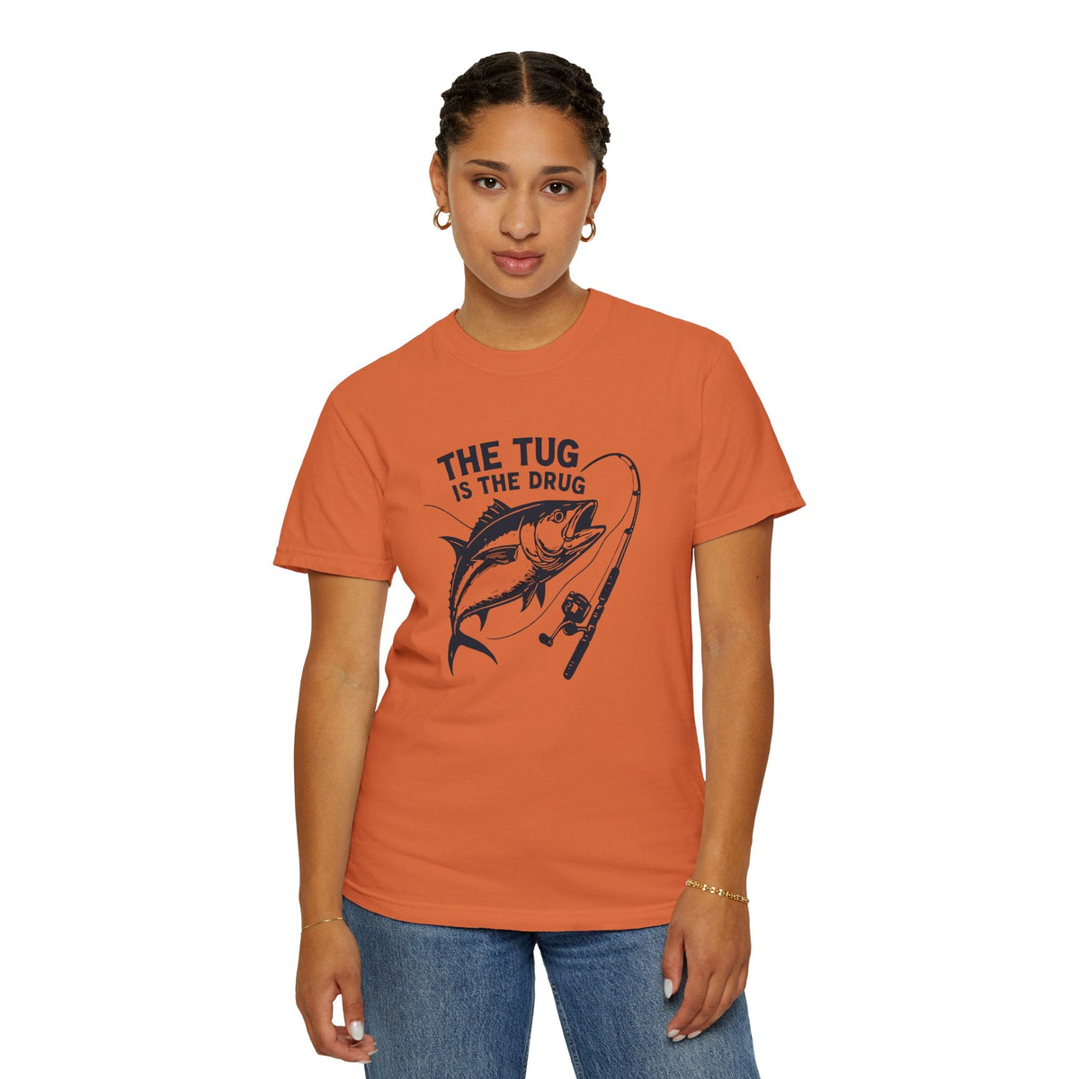 Fishing T-Shirt: "The Tug is The Drug™" - Garment - Dyed Unisex Tee for Anglers - Get Tight Gear