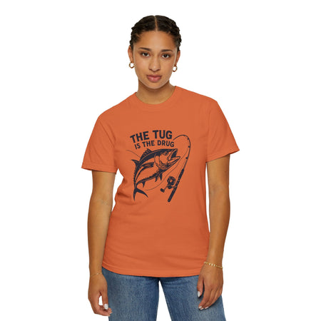 Fishing T-Shirt: "The Tug is The Drug™" - Garment - Dyed Unisex Tee for Anglers - Get Tight Gear