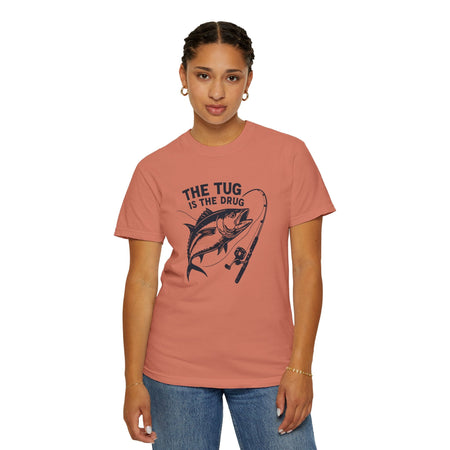 Fishing T-Shirt: "The Tug is The Drug™" - Garment - Dyed Unisex Tee for Anglers - Get Tight Gear