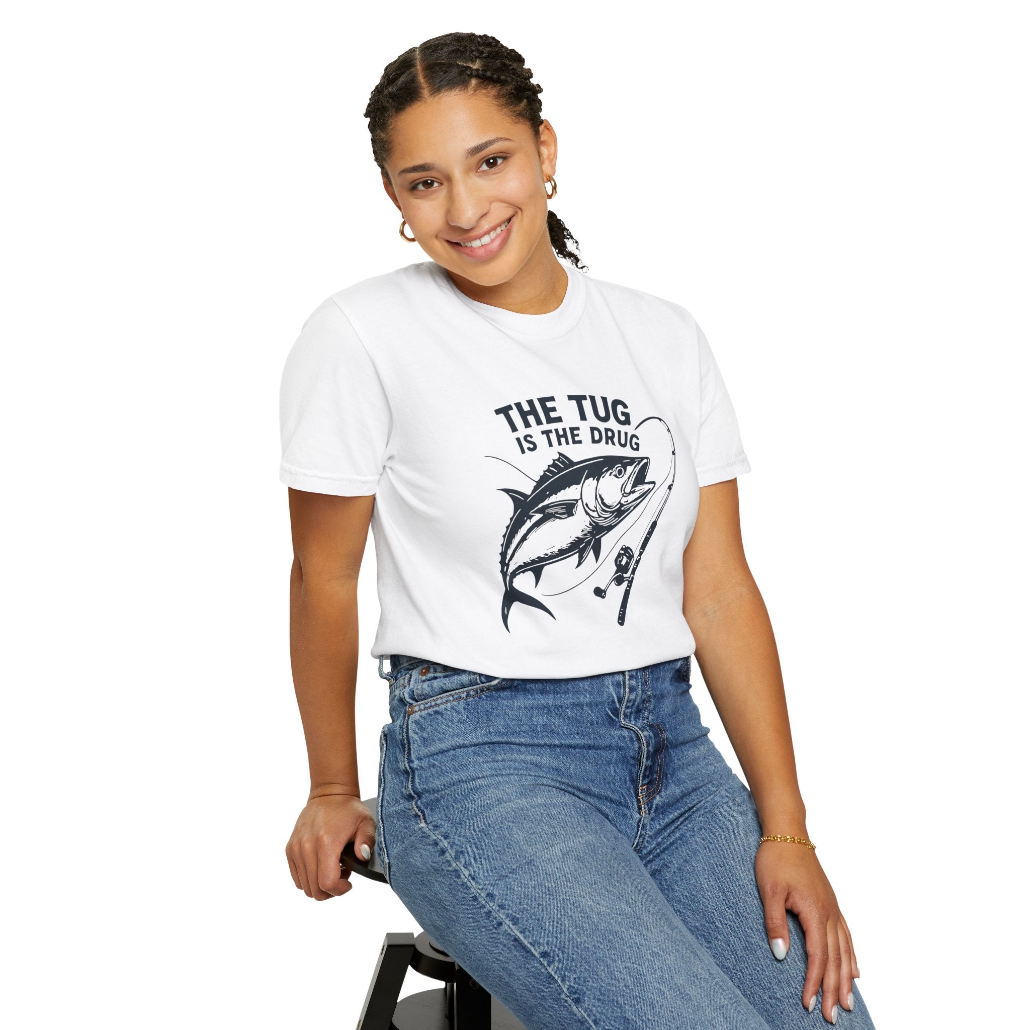 Fishing T-Shirt: "The Tug is The Drug™" - Garment - Dyed Unisex Tee for Anglers - Get Tight Gear