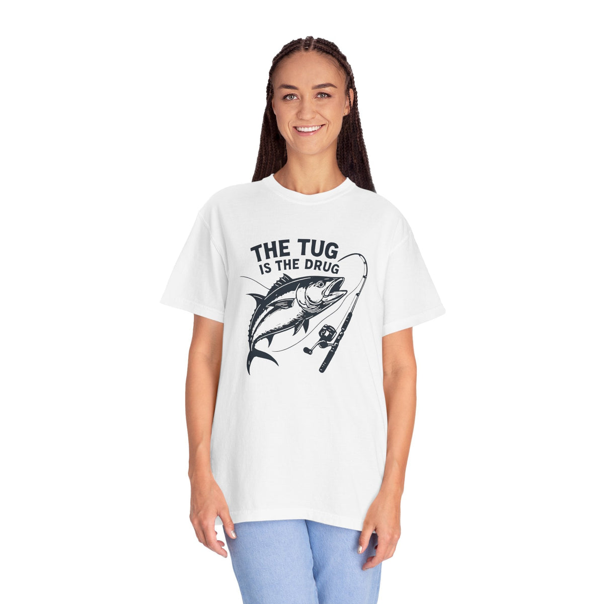 Fishing T-Shirt: "The Tug is The Drug™" - Garment - Dyed Unisex Tee for Anglers - Get Tight Gear