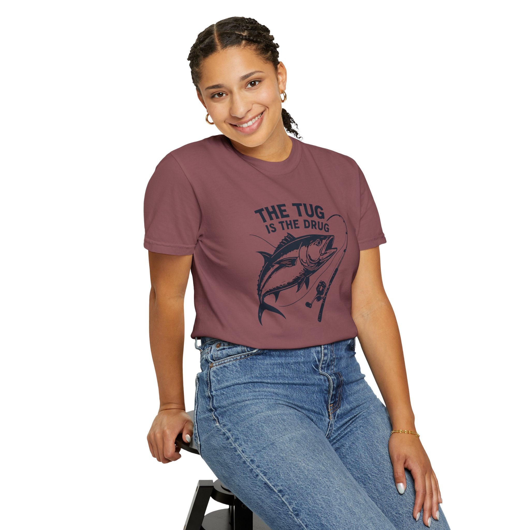 Fishing T-Shirt: "The Tug is The Drug™" - Garment - Dyed Unisex Tee for Anglers - Get Tight Gear