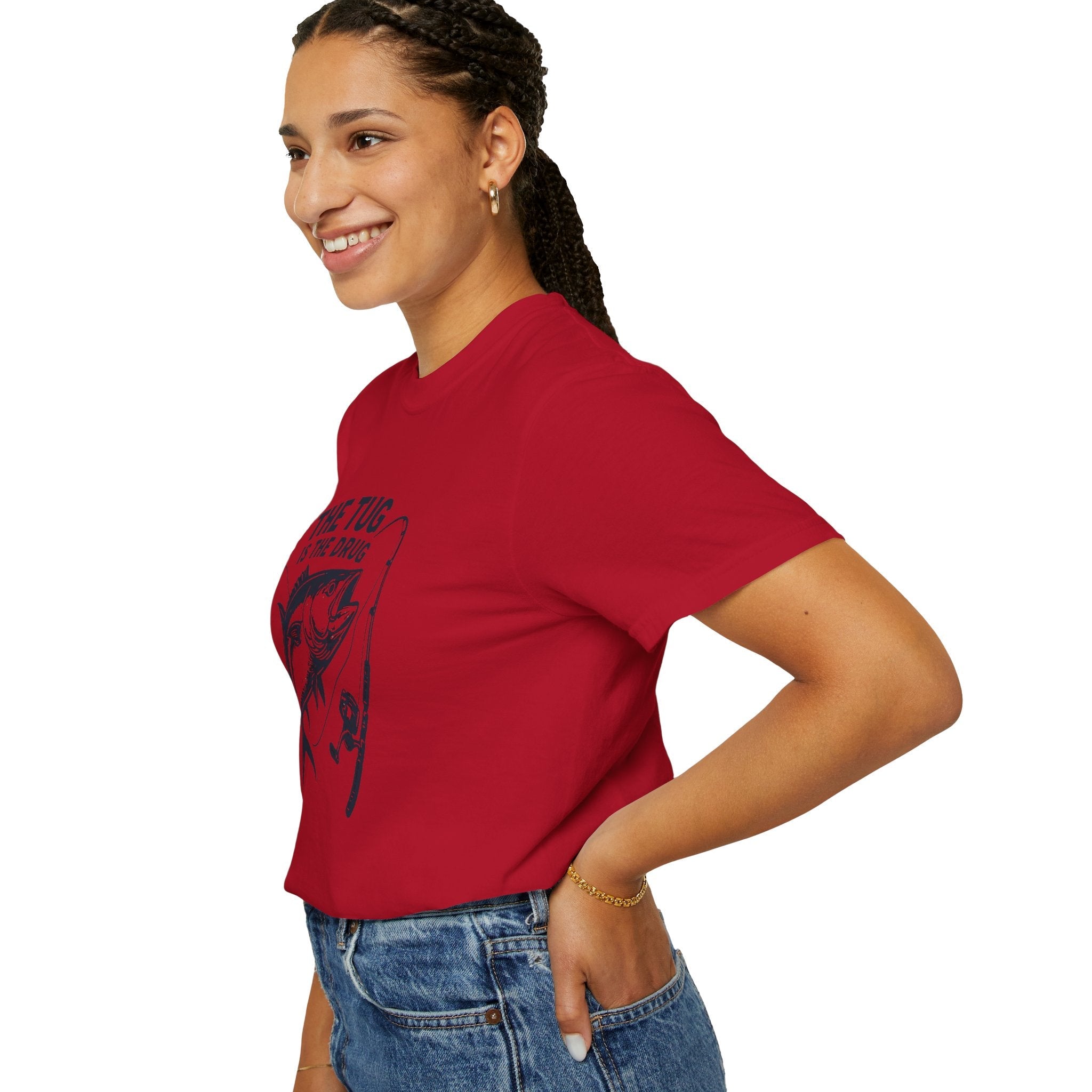 Fishing T-Shirt: "The Tug is The Drug™" - Garment - Dyed Unisex Tee for Anglers - Get Tight Gear