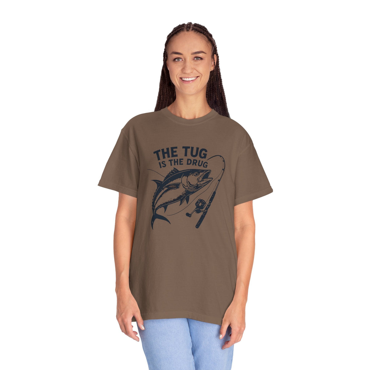 Fishing T-Shirt: "The Tug is The Drug™" - Garment - Dyed Unisex Tee for Anglers - Get Tight Gear