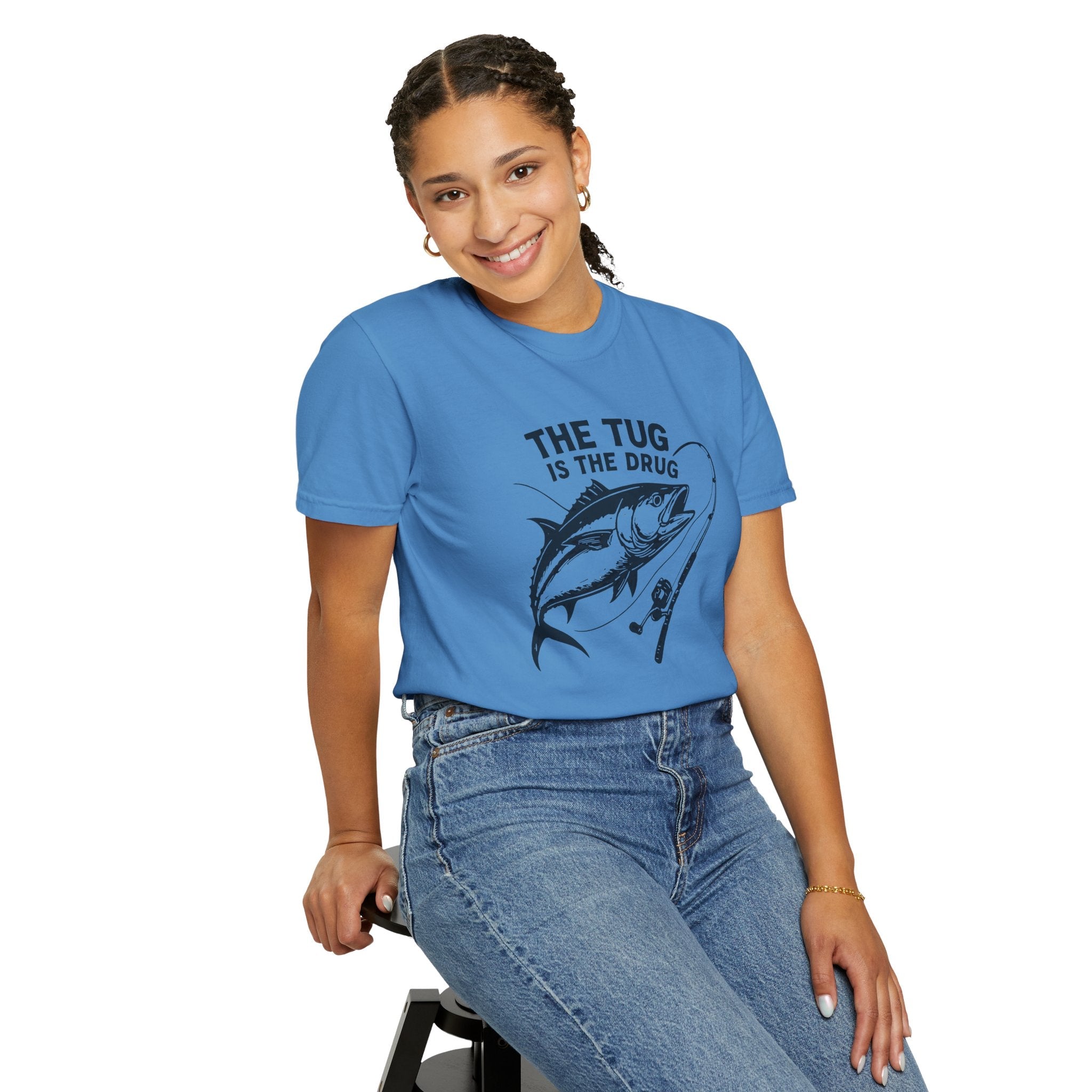 Fishing T-Shirt: "The Tug is The Drug™" - Garment - Dyed Unisex Tee for Anglers - Get Tight Gear