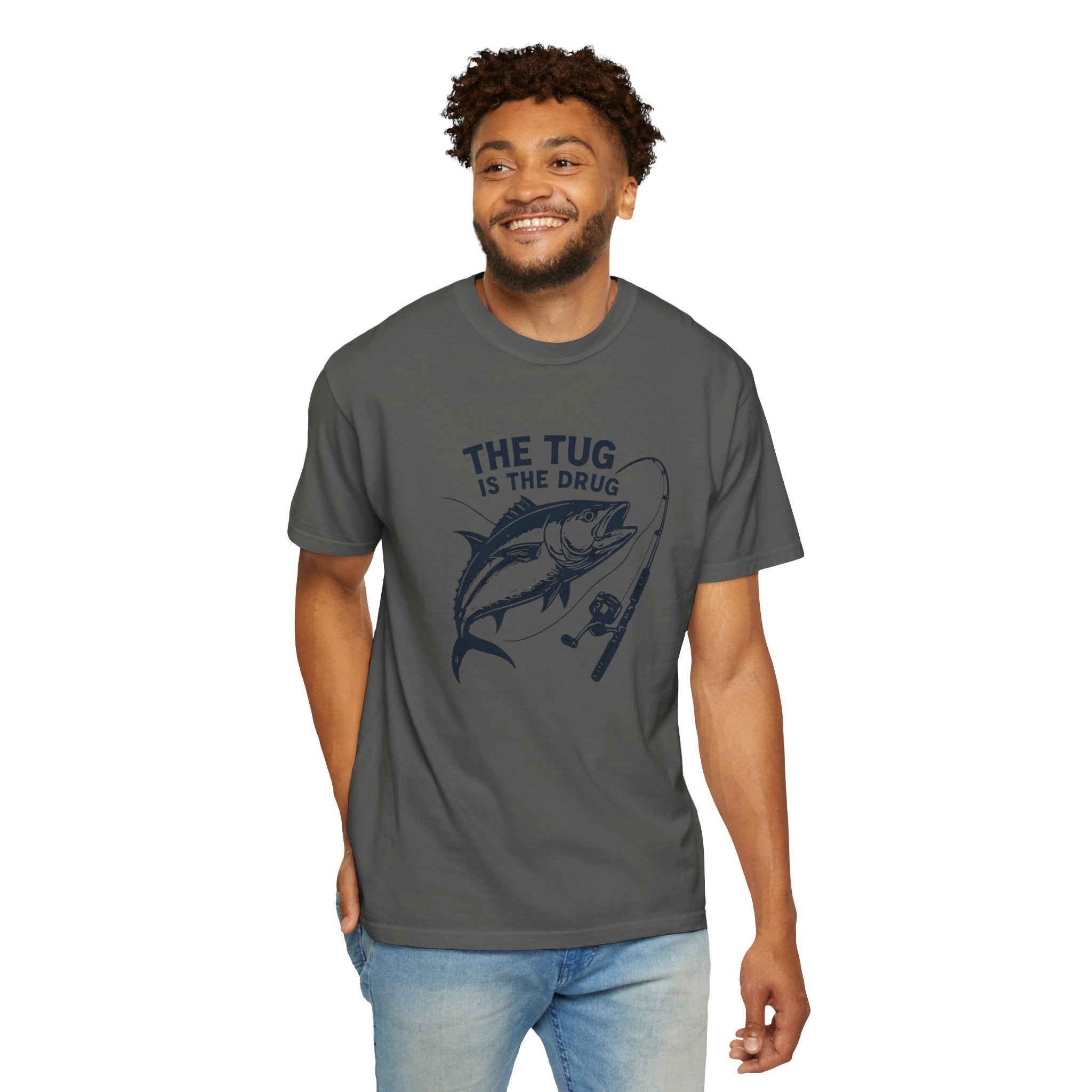 Fishing T-Shirt: "The Tug is The Drug™" - Garment - Dyed Unisex Tee for Anglers - Get Tight Gear
