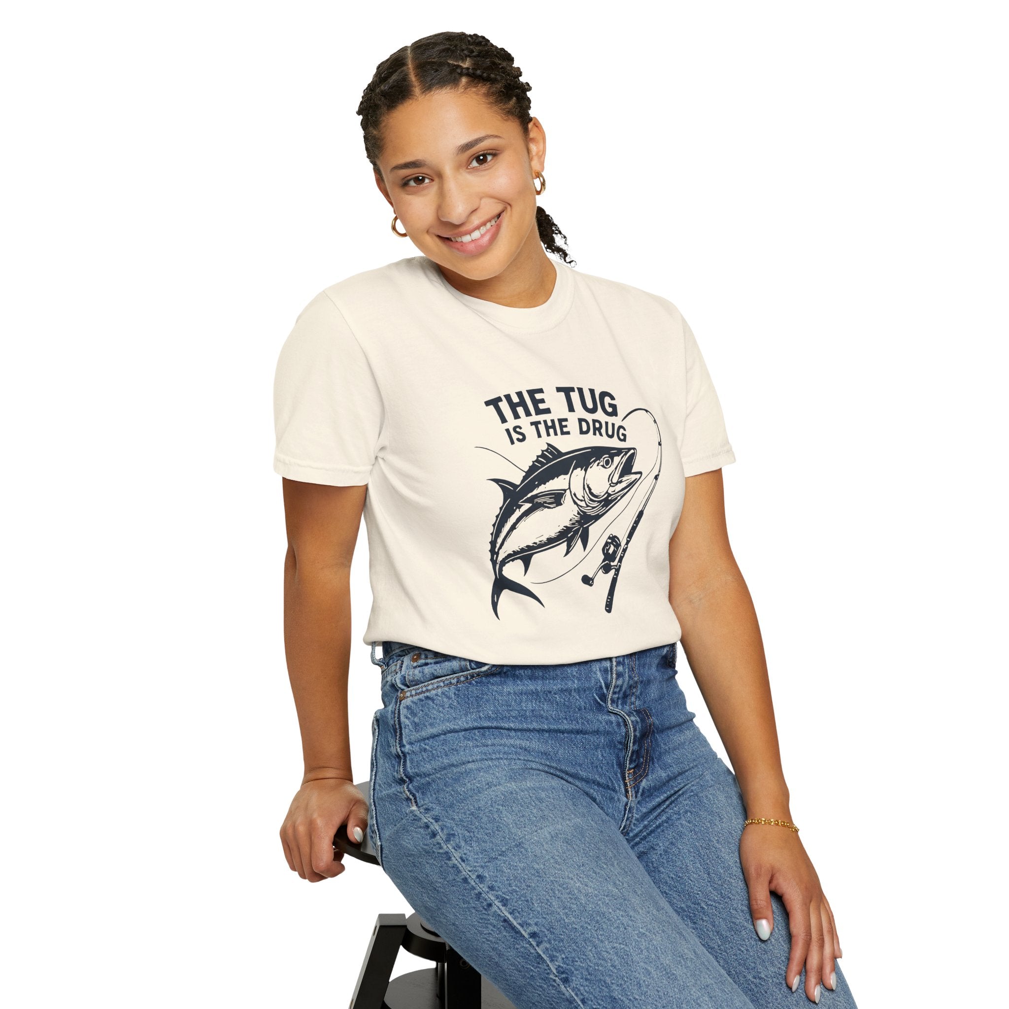 Fishing T-Shirt: "The Tug is The Drug™" - Garment - Dyed Unisex Tee for Anglers - Get Tight Gear