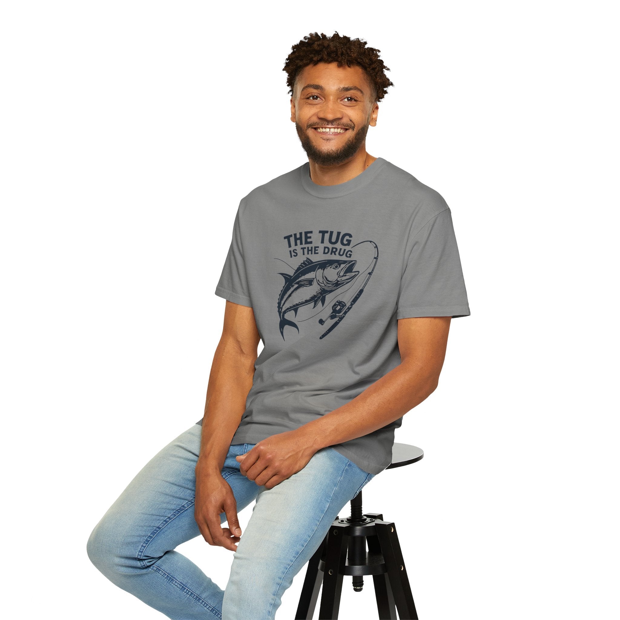 Fishing T-Shirt: "The Tug is The Drug™" - Garment - Dyed Unisex Tee for Anglers - Get Tight Gear