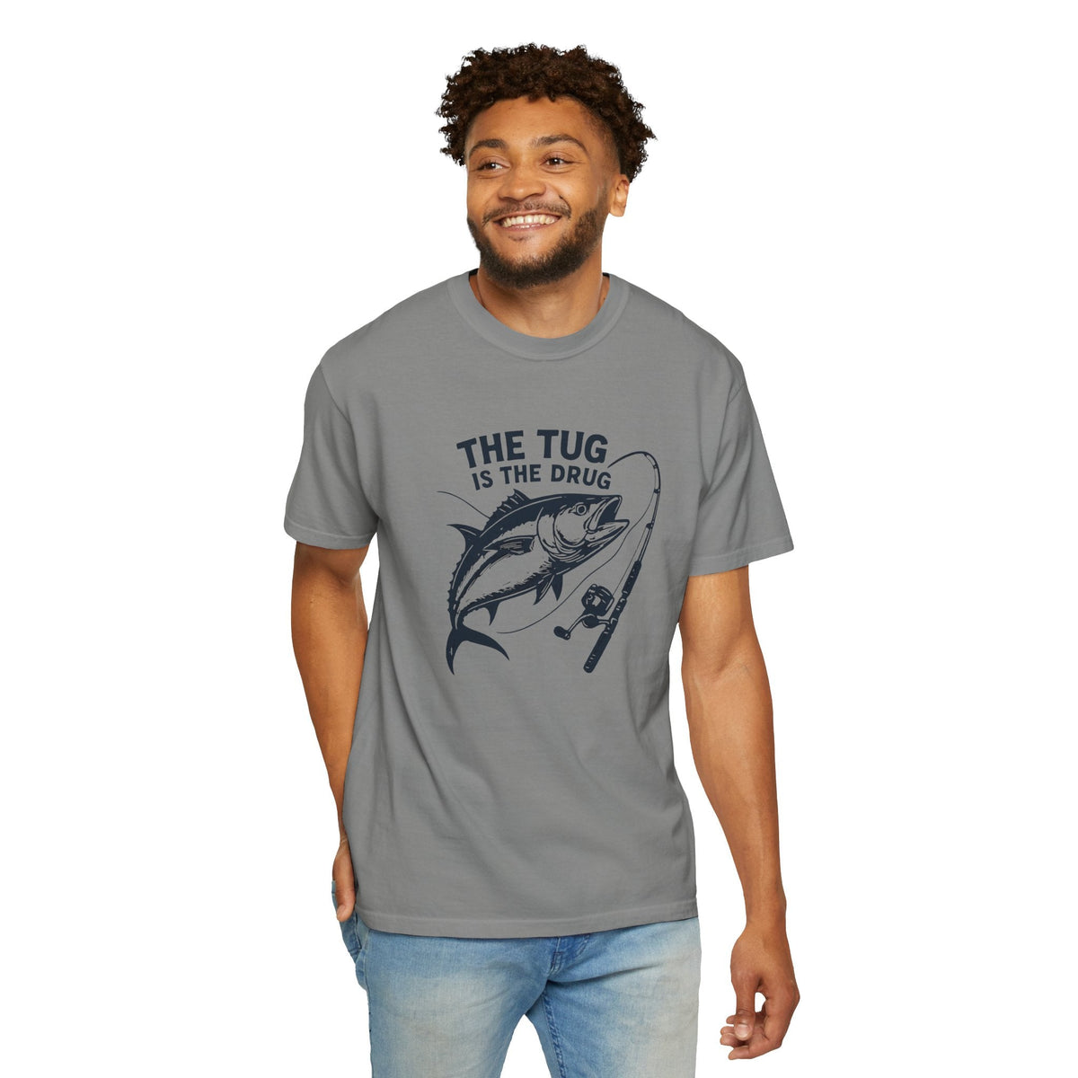 Fishing T-Shirt: "The Tug is The Drug™" - Garment - Dyed Unisex Tee for Anglers - Get Tight Gear