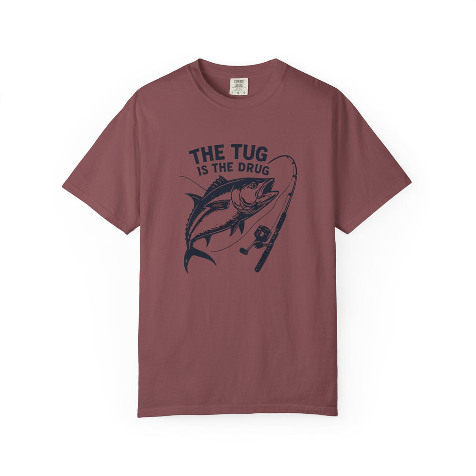 Fishing T-Shirt: "The Tug is The Drug™" - Garment - Dyed Unisex Tee for Anglers - Get Tight Gear