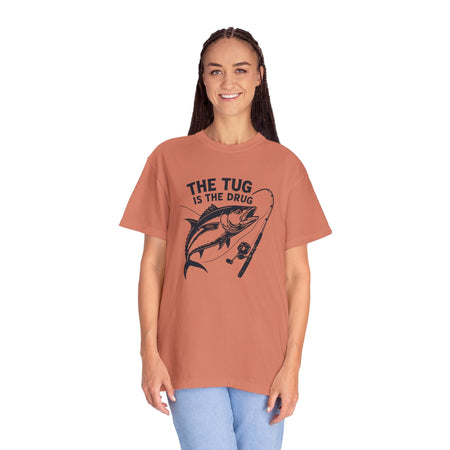 Fishing T-Shirt: "The Tug is The Drug™" - Garment - Dyed Unisex Tee for Anglers - Get Tight Gear