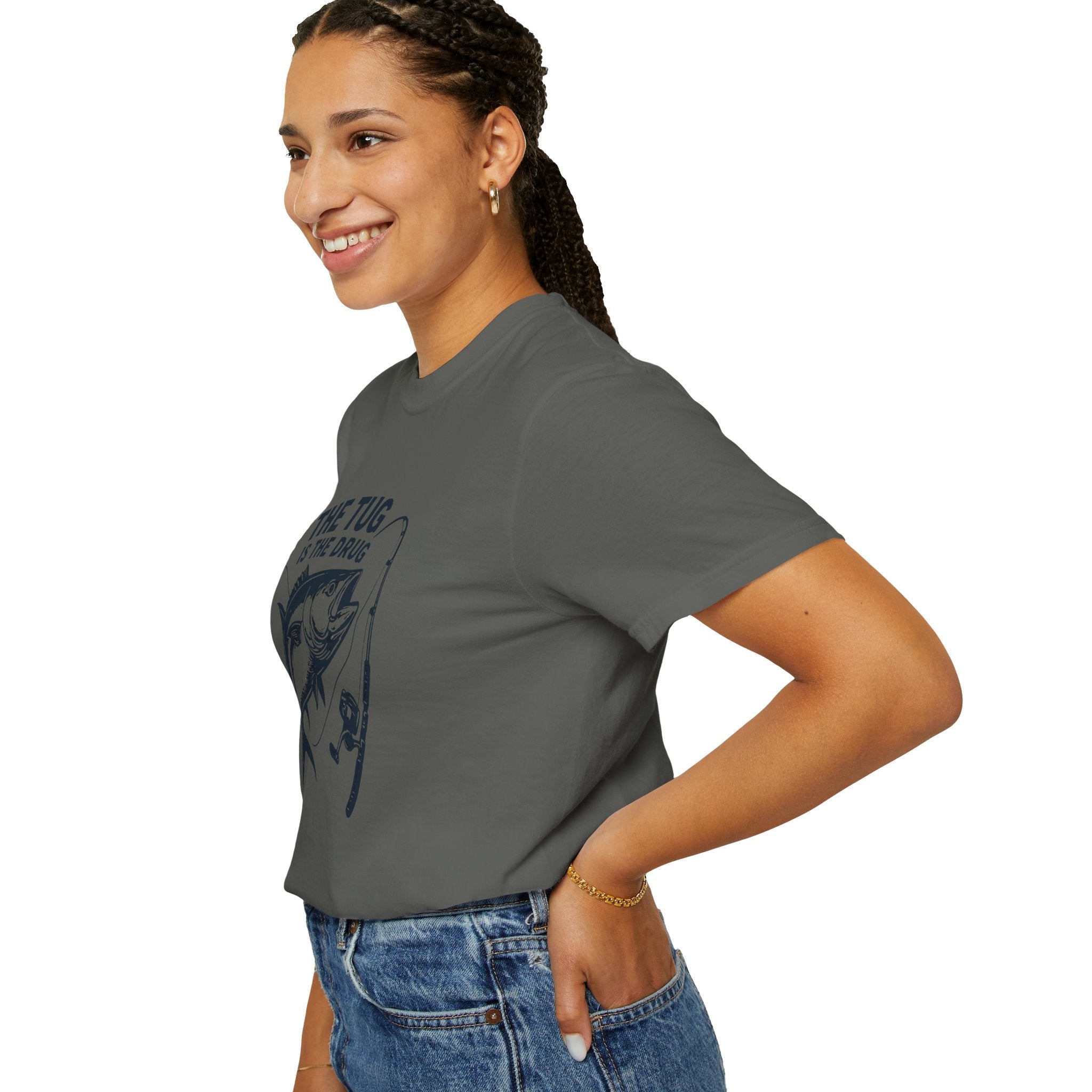 Fishing T-Shirt: "The Tug is The Drug™" - Garment - Dyed Unisex Tee for Anglers - Get Tight Gear