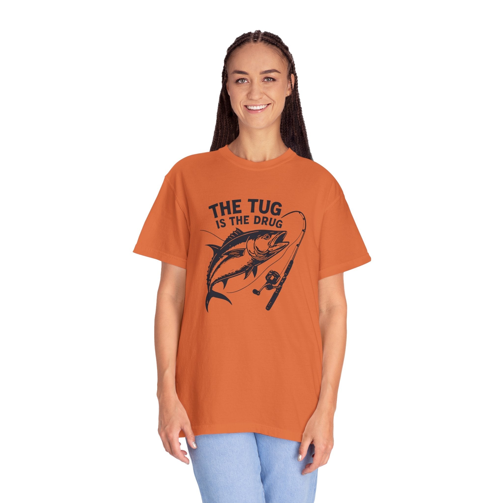 Fishing T-Shirt: "The Tug is The Drug™" - Garment - Dyed Unisex Tee for Anglers - Get Tight Gear