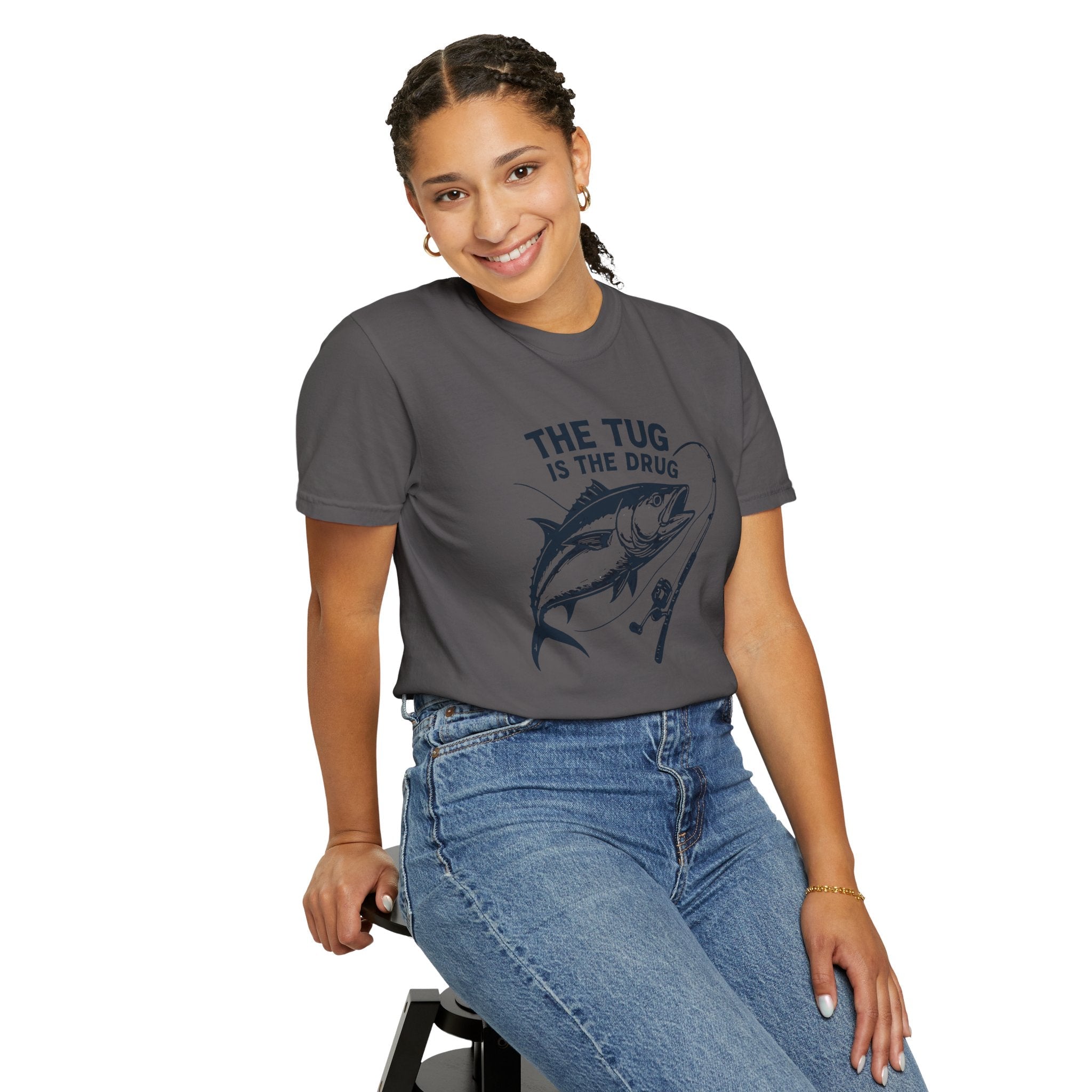 Fishing T-Shirt: "The Tug is The Drug™" - Garment - Dyed Unisex Tee for Anglers - Get Tight Gear