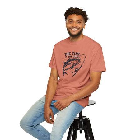 Fishing T-Shirt: "The Tug is The Drug™" - Garment - Dyed Unisex Tee for Anglers - Get Tight Gear