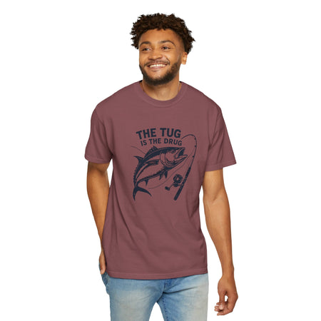 Fishing T-Shirt: "The Tug is The Drug™" - Garment - Dyed Unisex Tee for Anglers - Get Tight Gear