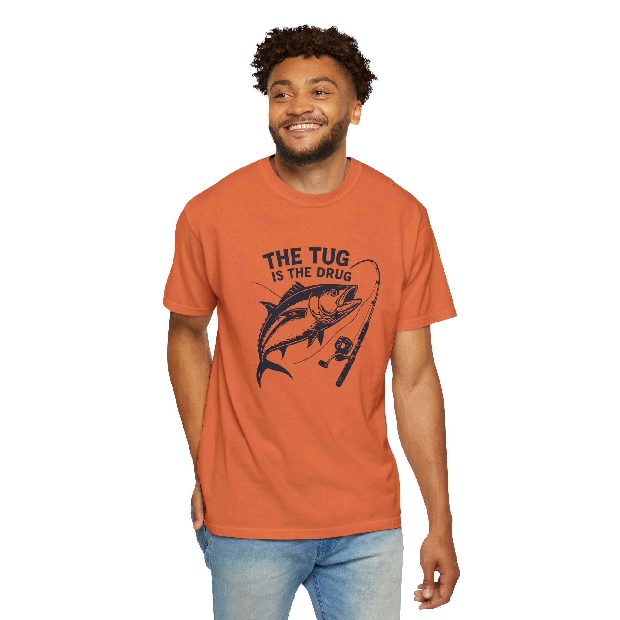 Fishing T-Shirt: "The Tug is The Drug™" - Garment - Dyed Unisex Tee for Anglers - Get Tight Gear