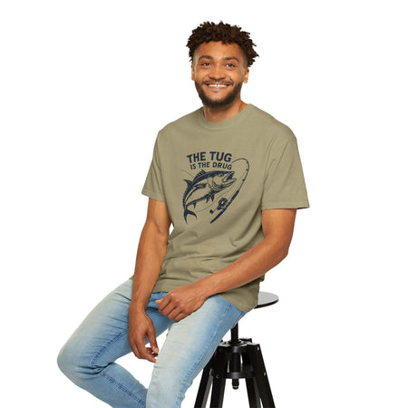 Fishing T-Shirt: "The Tug is The Drug™" - Garment - Dyed Unisex Tee for Anglers - Get Tight Gear
