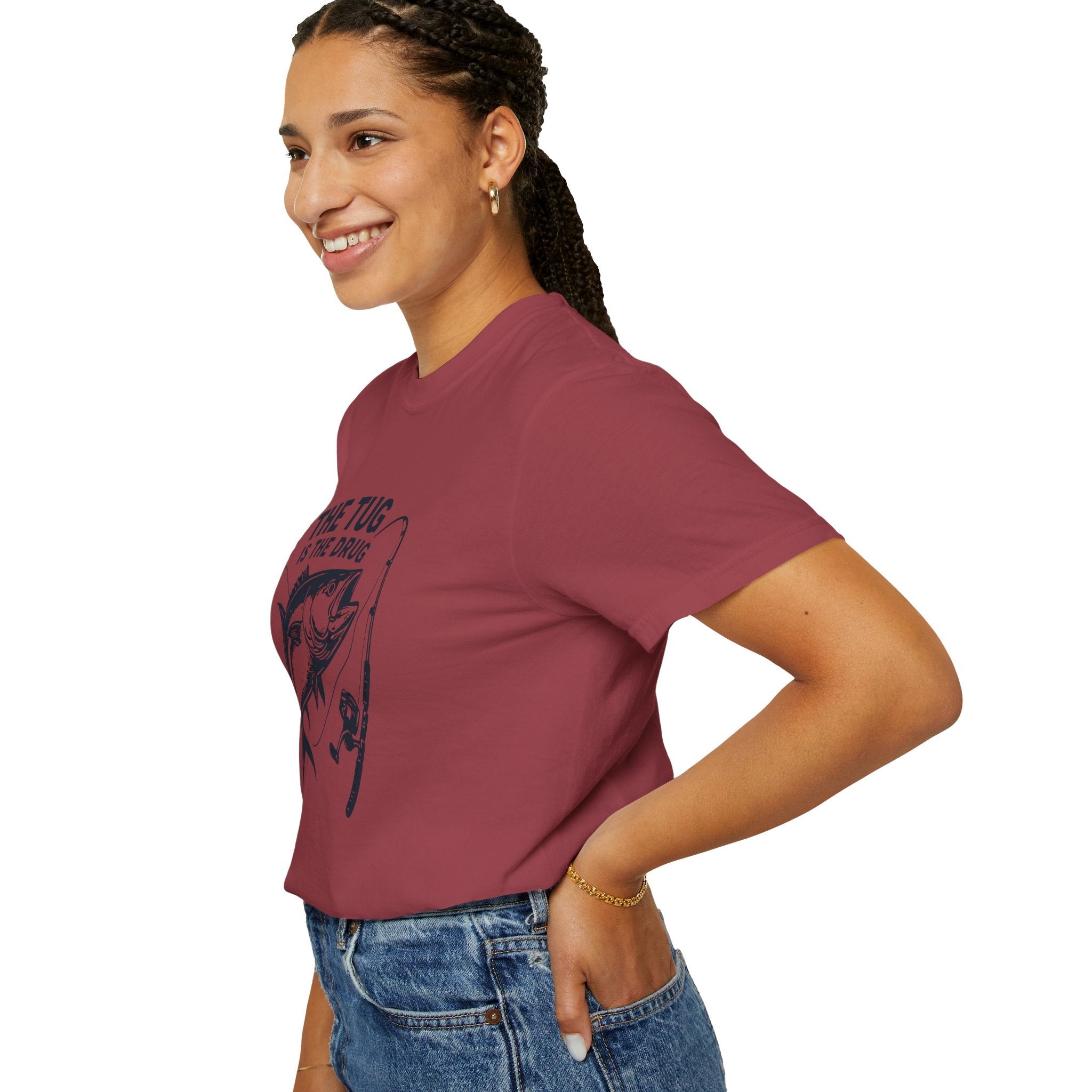 Fishing T-Shirt: "The Tug is The Drug™" - Garment - Dyed Unisex Tee for Anglers - Get Tight Gear
