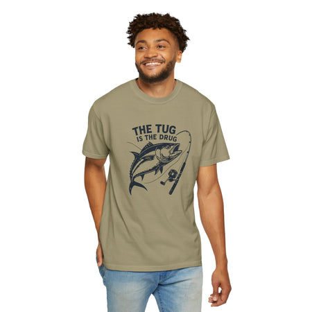 Fishing T-Shirt: "The Tug is The Drug™" - Garment - Dyed Unisex Tee for Anglers - Get Tight Gear